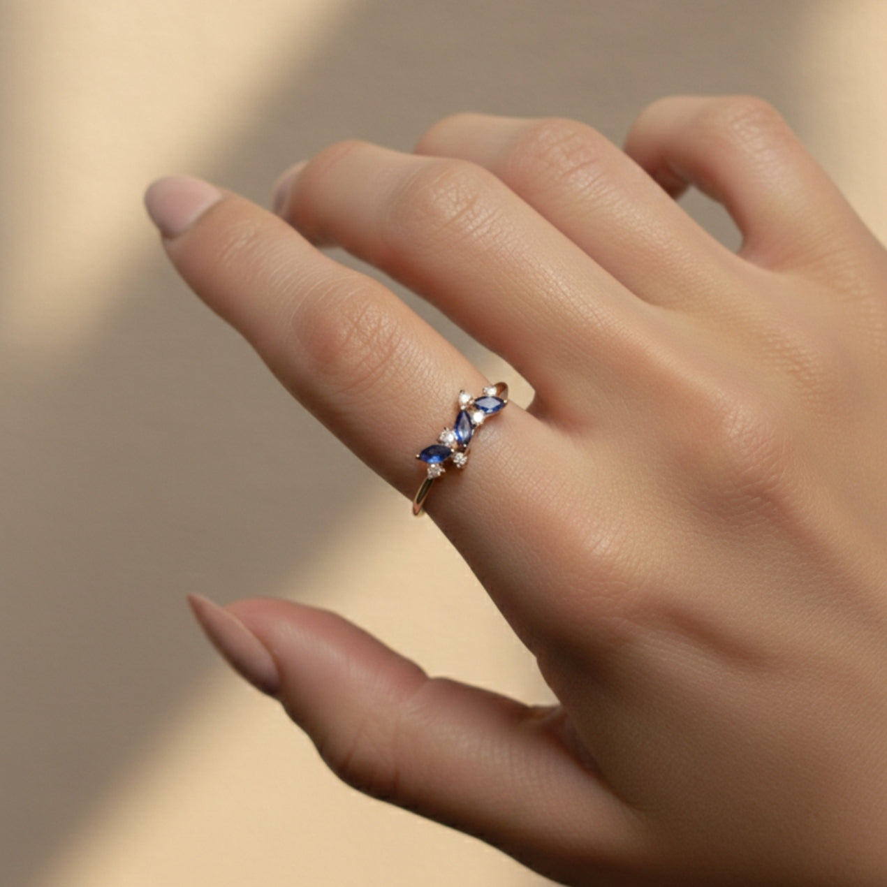Sapphire and Diamond Blossom Ring