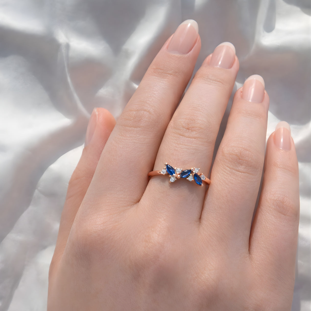 Sapphire and Diamond Blossom Ring