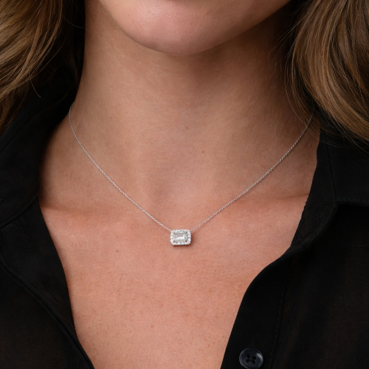 Emerald Cut Zircon Necklace