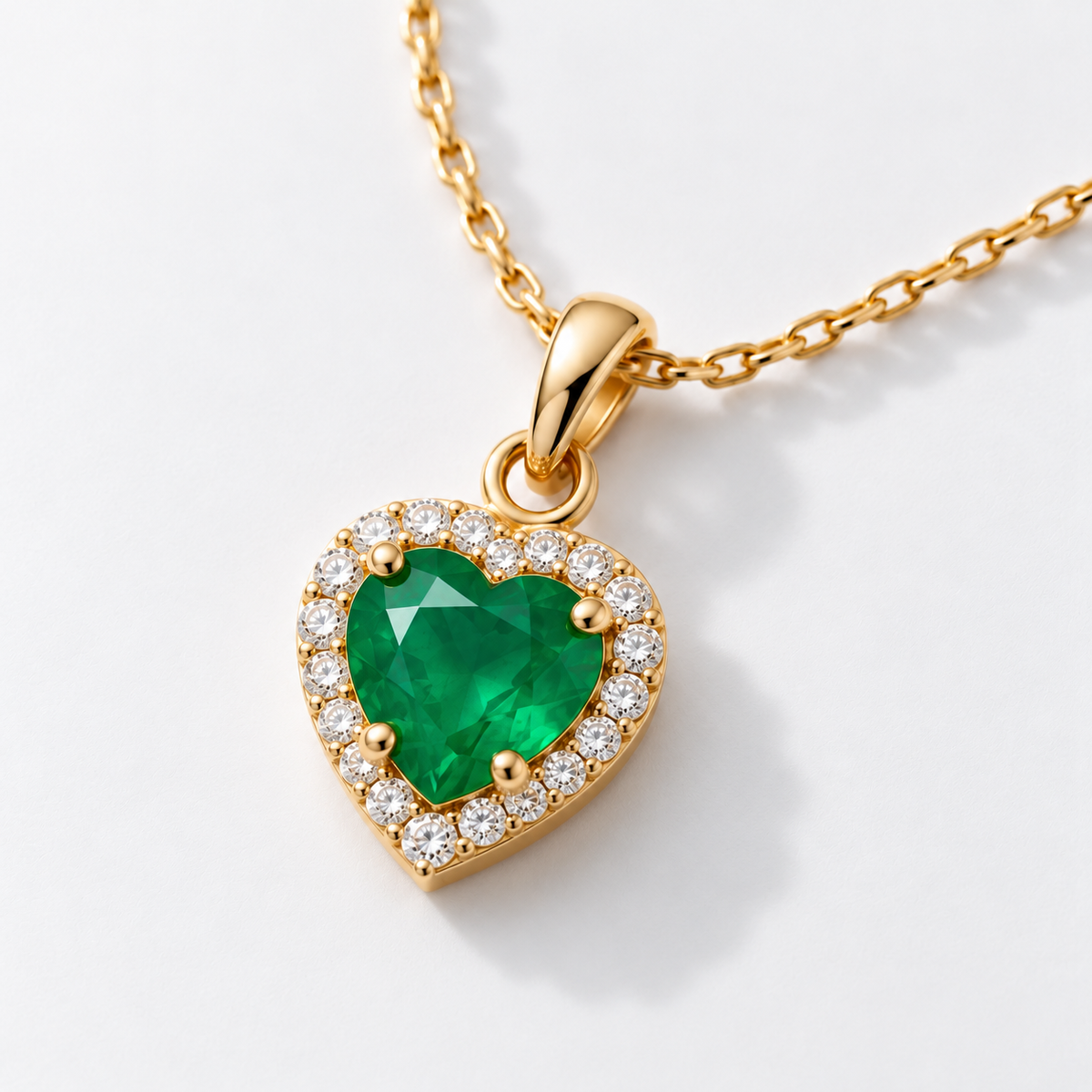 Emerald Glow Heart Necklace