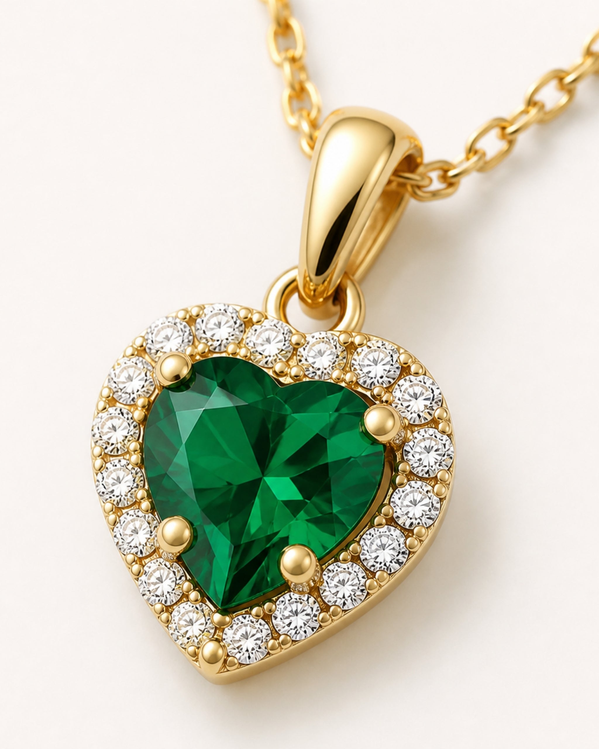 Emerald Glow Heart Necklace