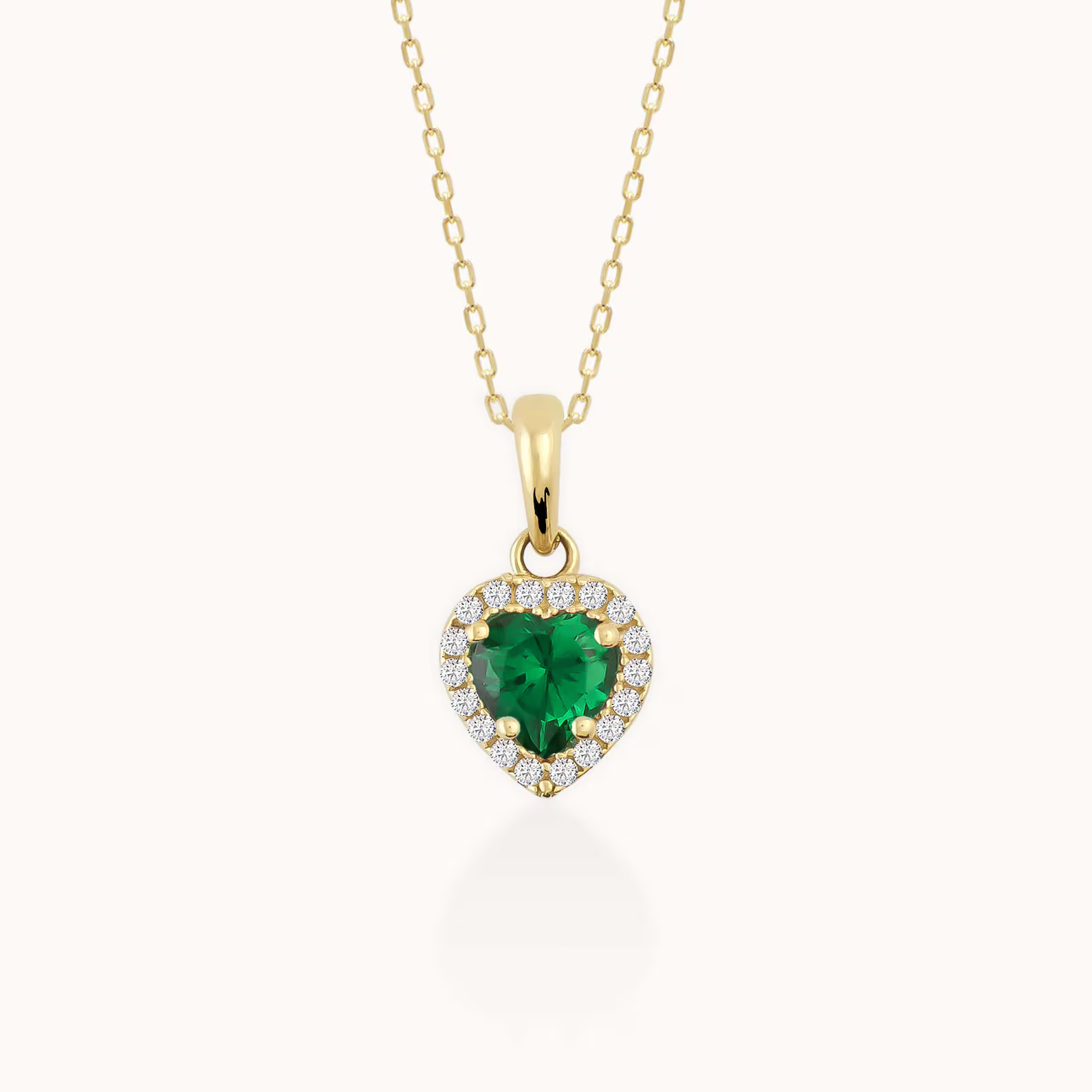 Emerald & Zircon Stone Heart Necklace