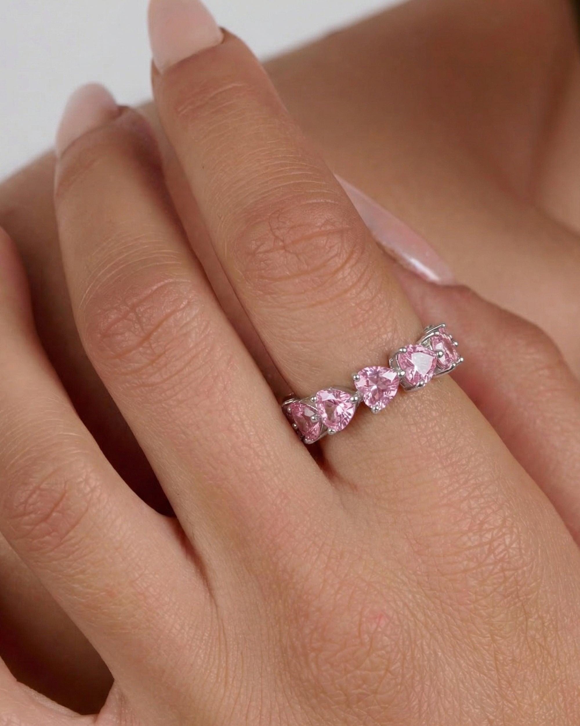 Heart Balance Pink Zircon Ring