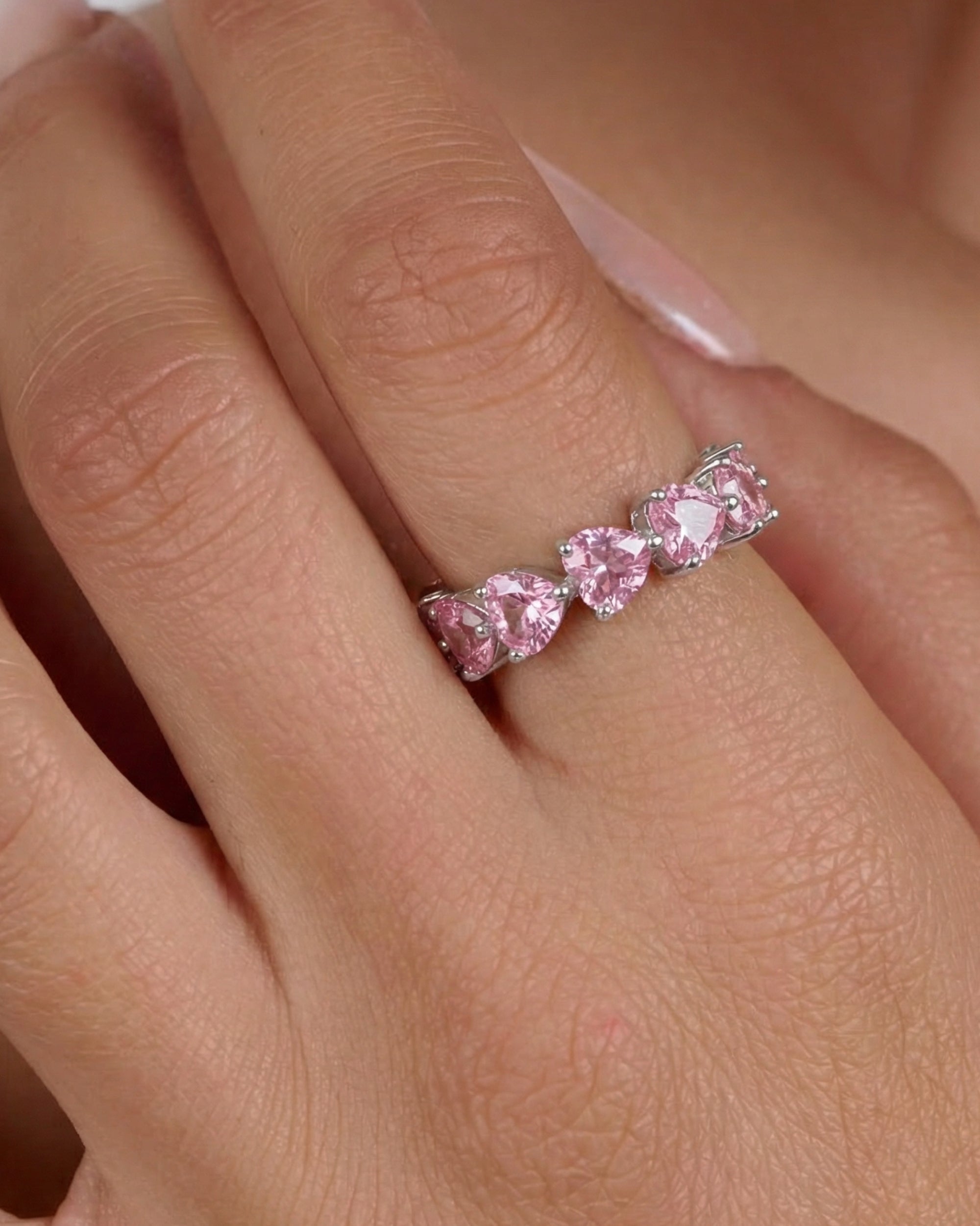 Heart Balance Pink Zircon Ring