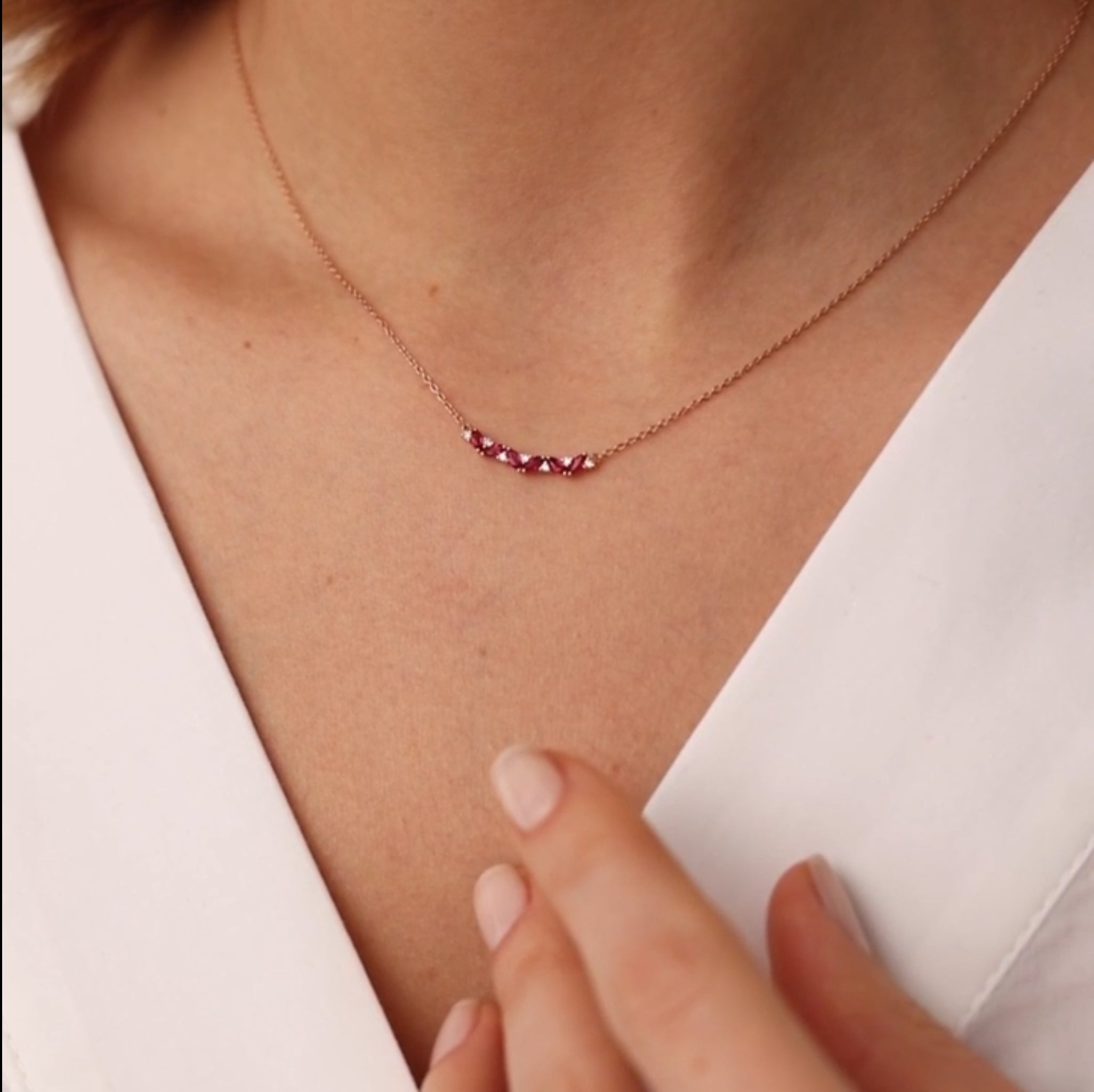 Ruby and Round Diamond Necklace