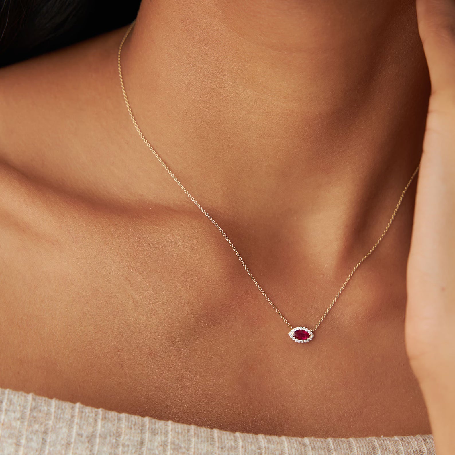 Marquise Cut Ruby Necklace