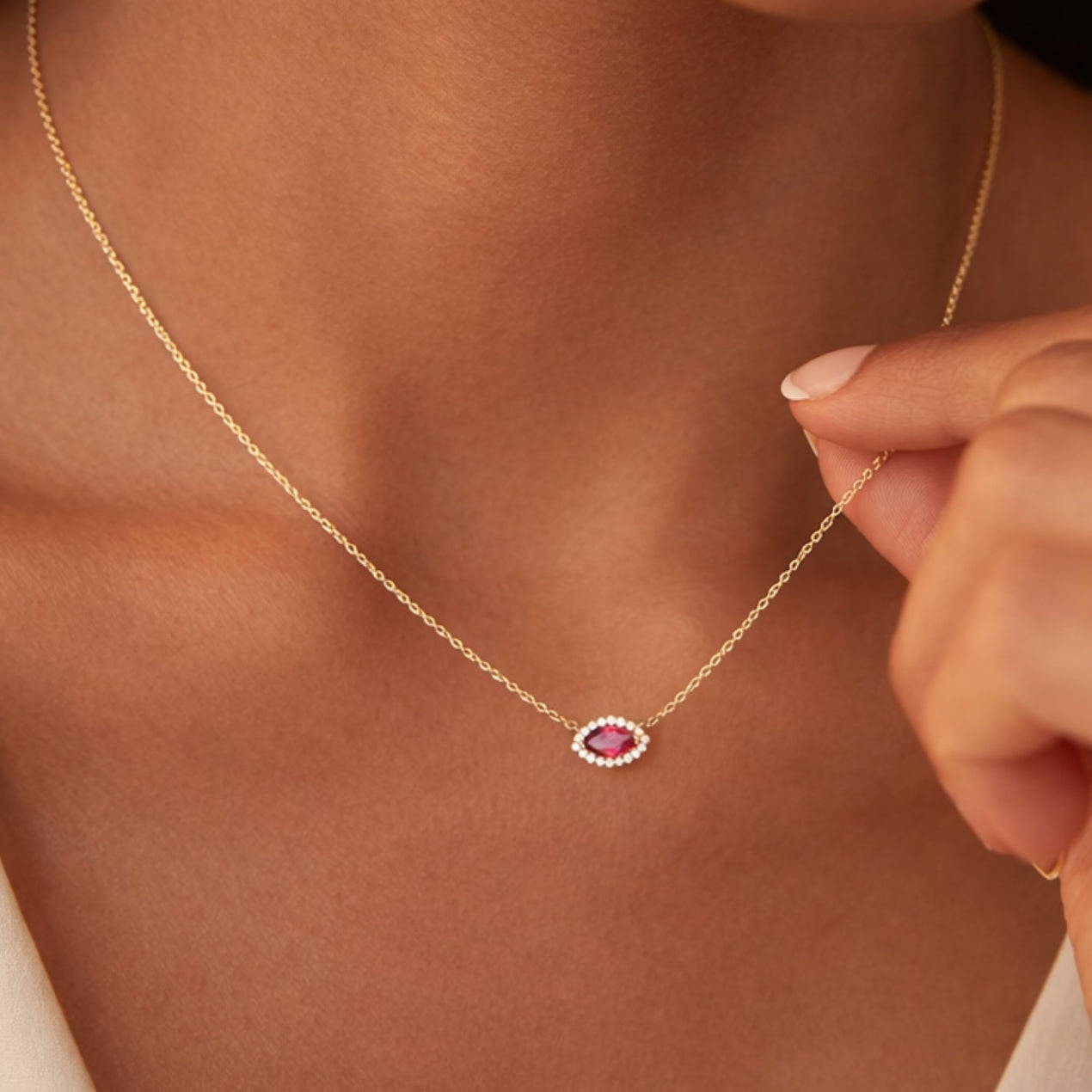 Marquise Cut Ruby Necklace