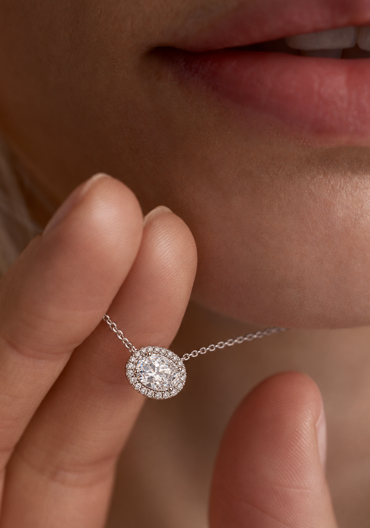 Oval Cut Zircon Stone Necklace