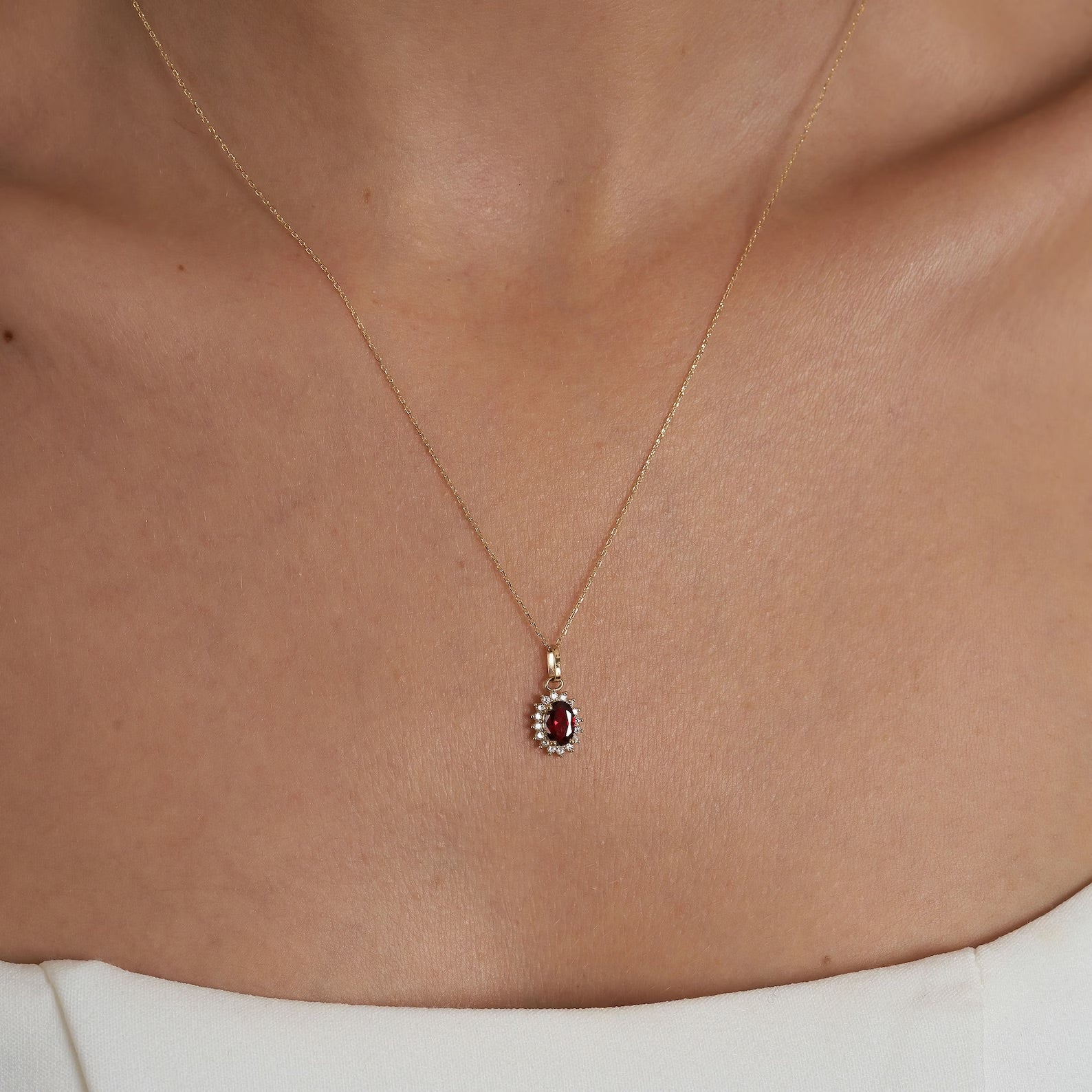 Oval Ruby Necklace
