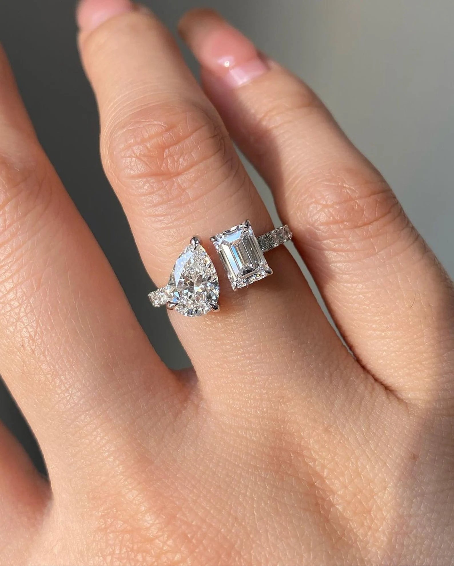 Royal Blend Pear & Emerald Ring