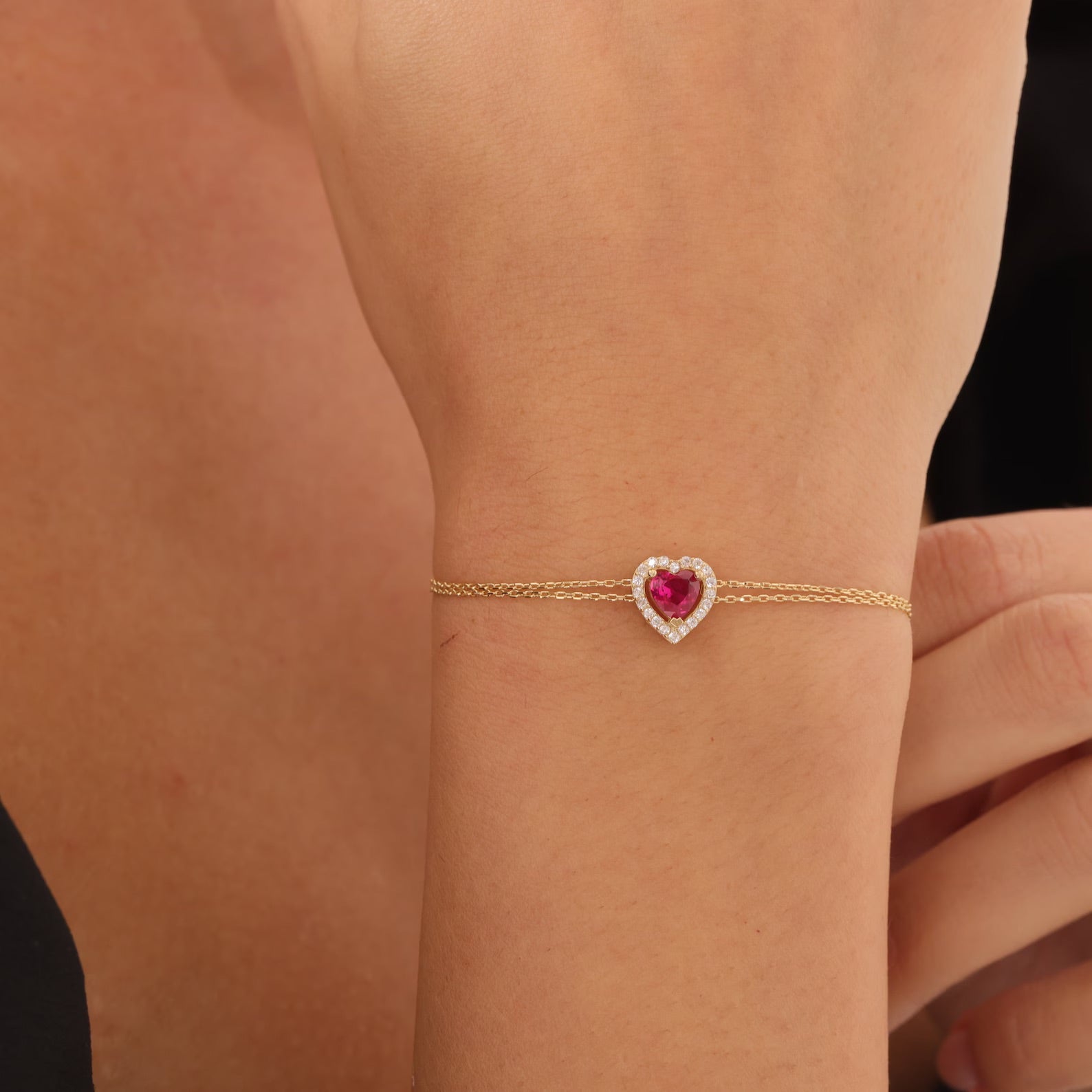 Ruby Heart Bracelet