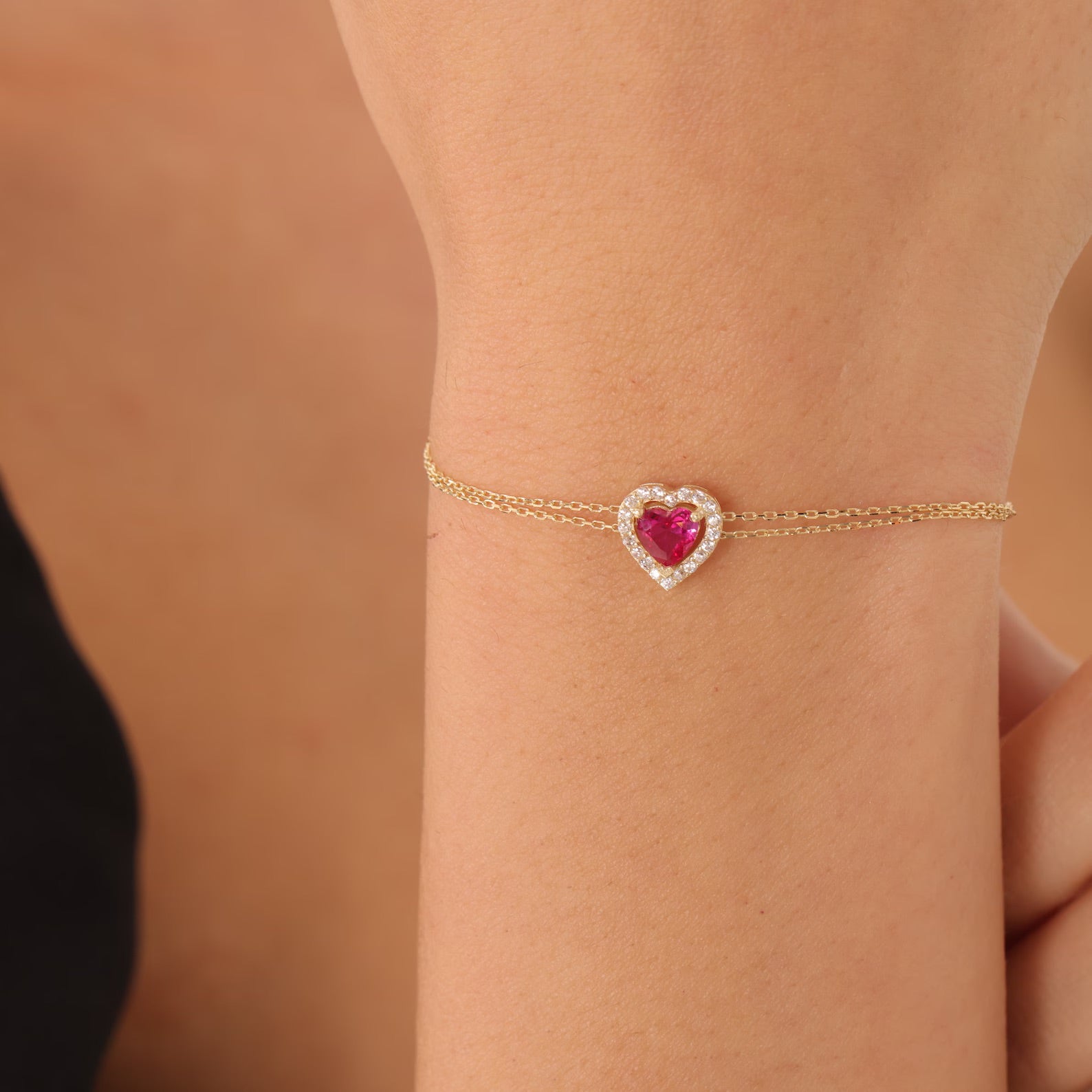 Ruby Heart Bracelet
