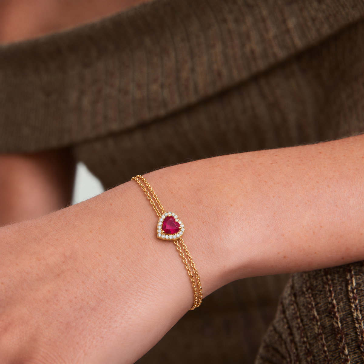 Ruby Heart Bracelet