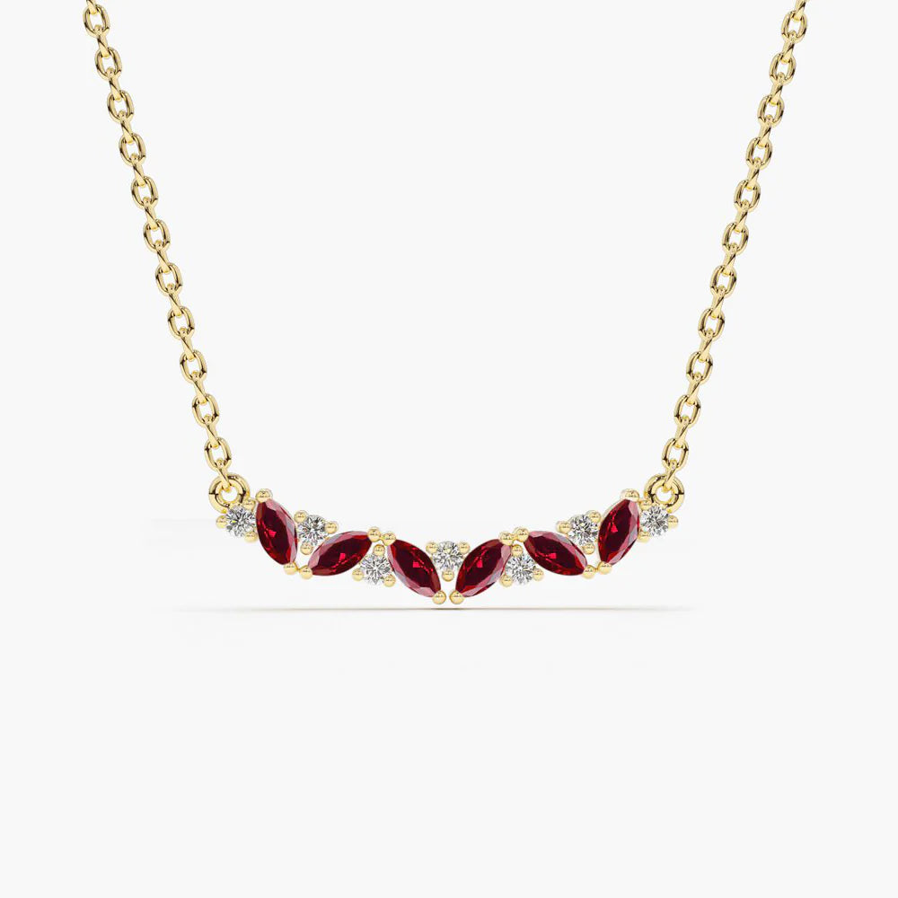 Ruby and Round Diamond Necklace