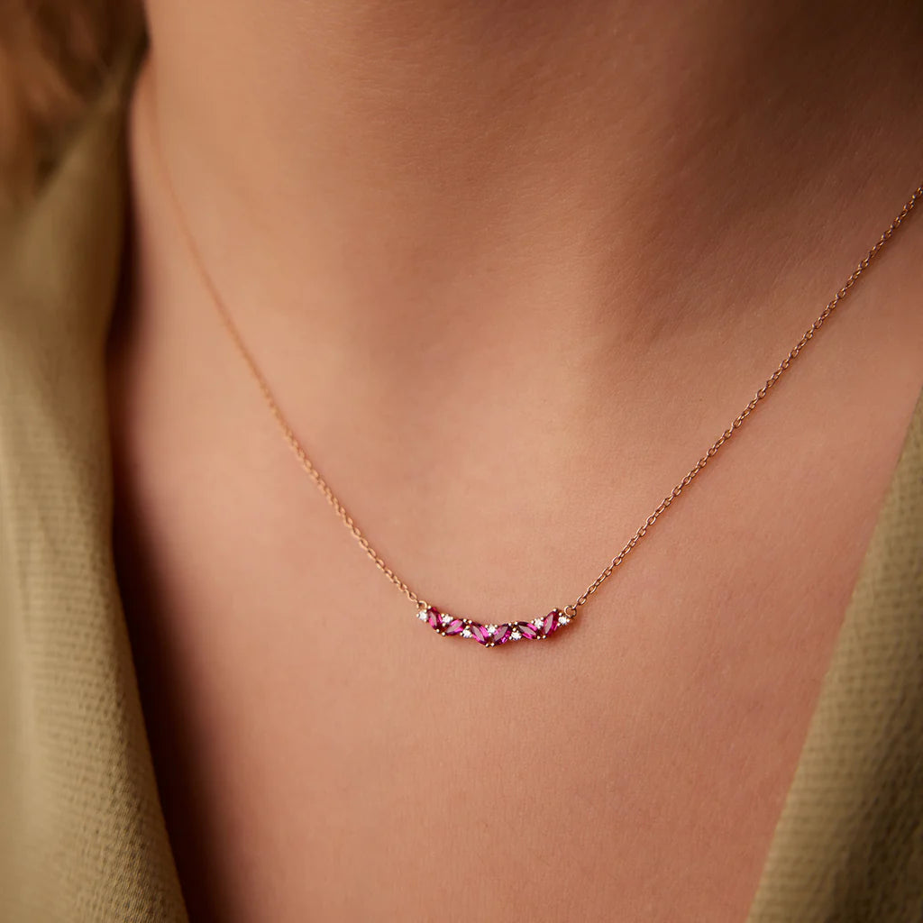 Ruby and Round Diamond Necklace
