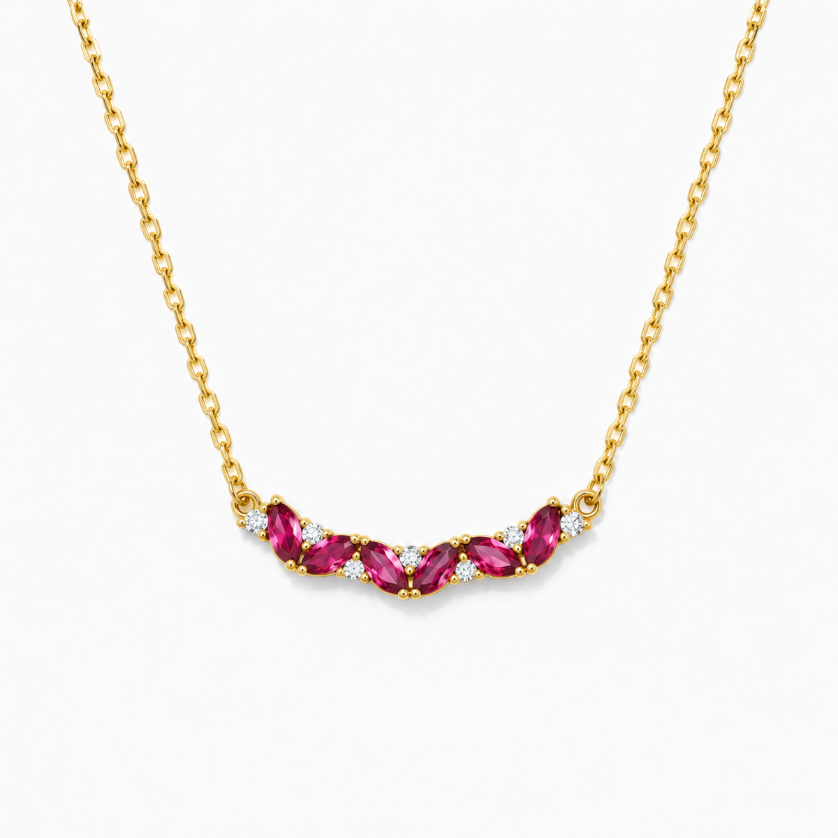 Ruby and Round Diamond Necklace