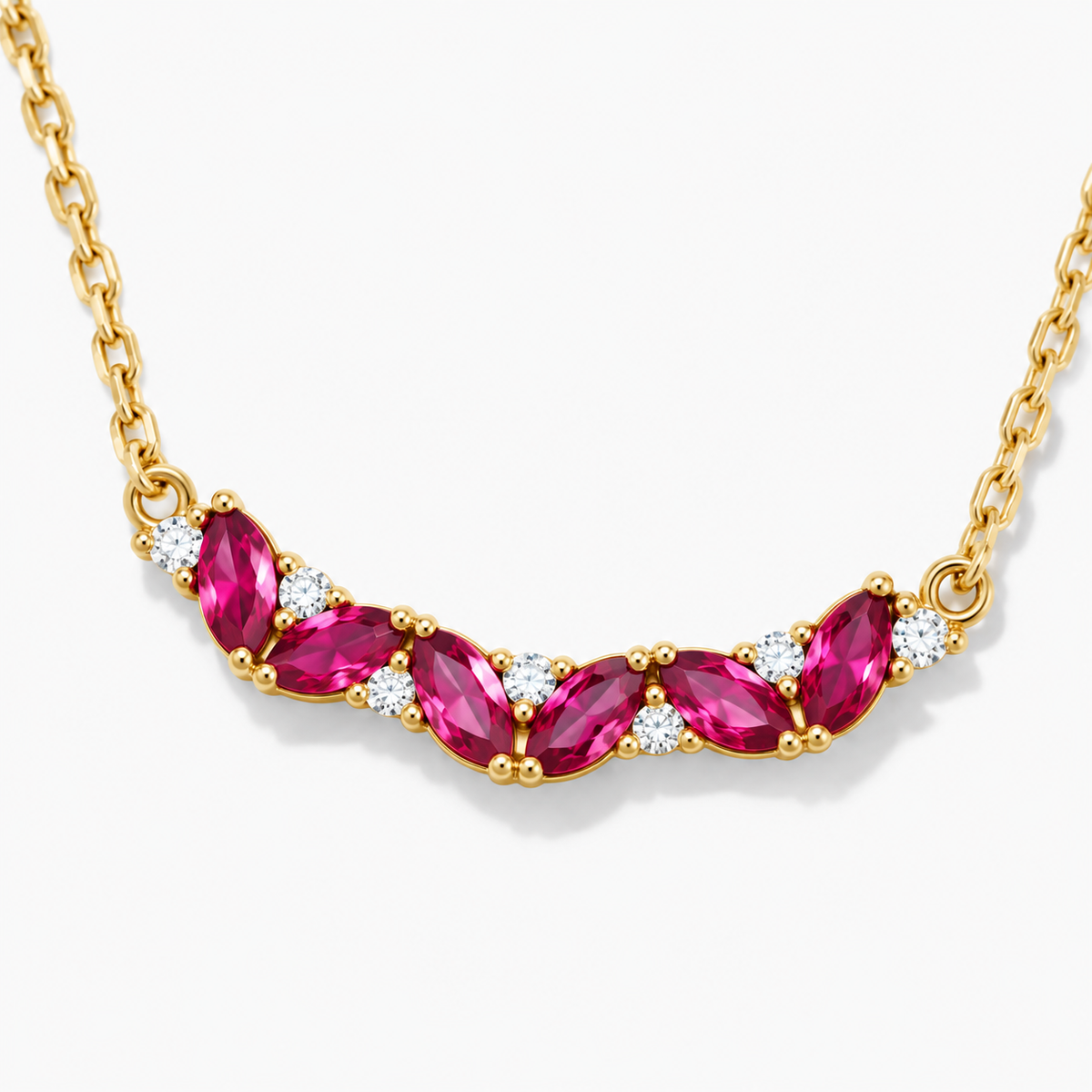 Ruby and Round Diamond Necklace
