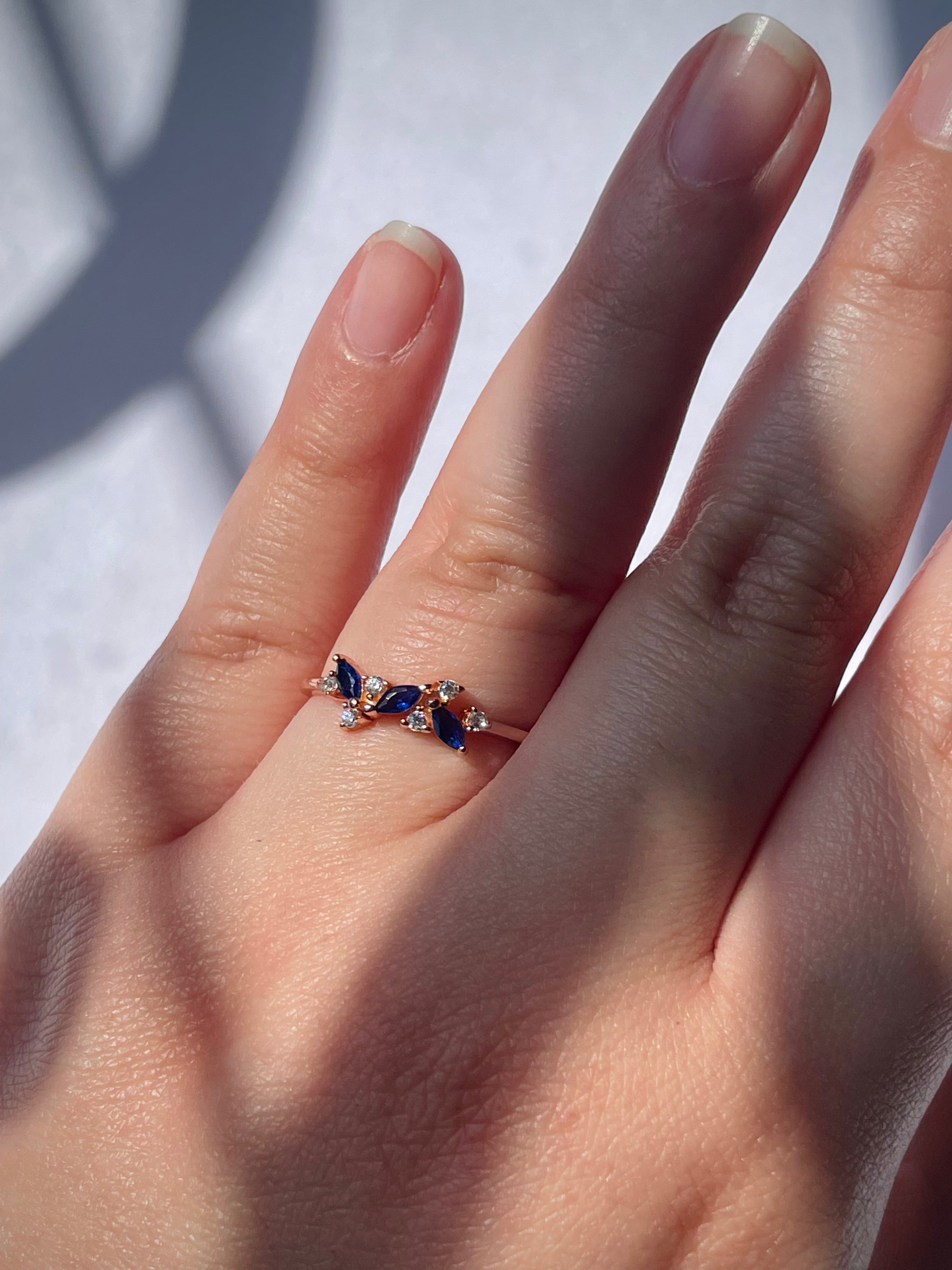 Sapphire and Diamond Blossom Ring