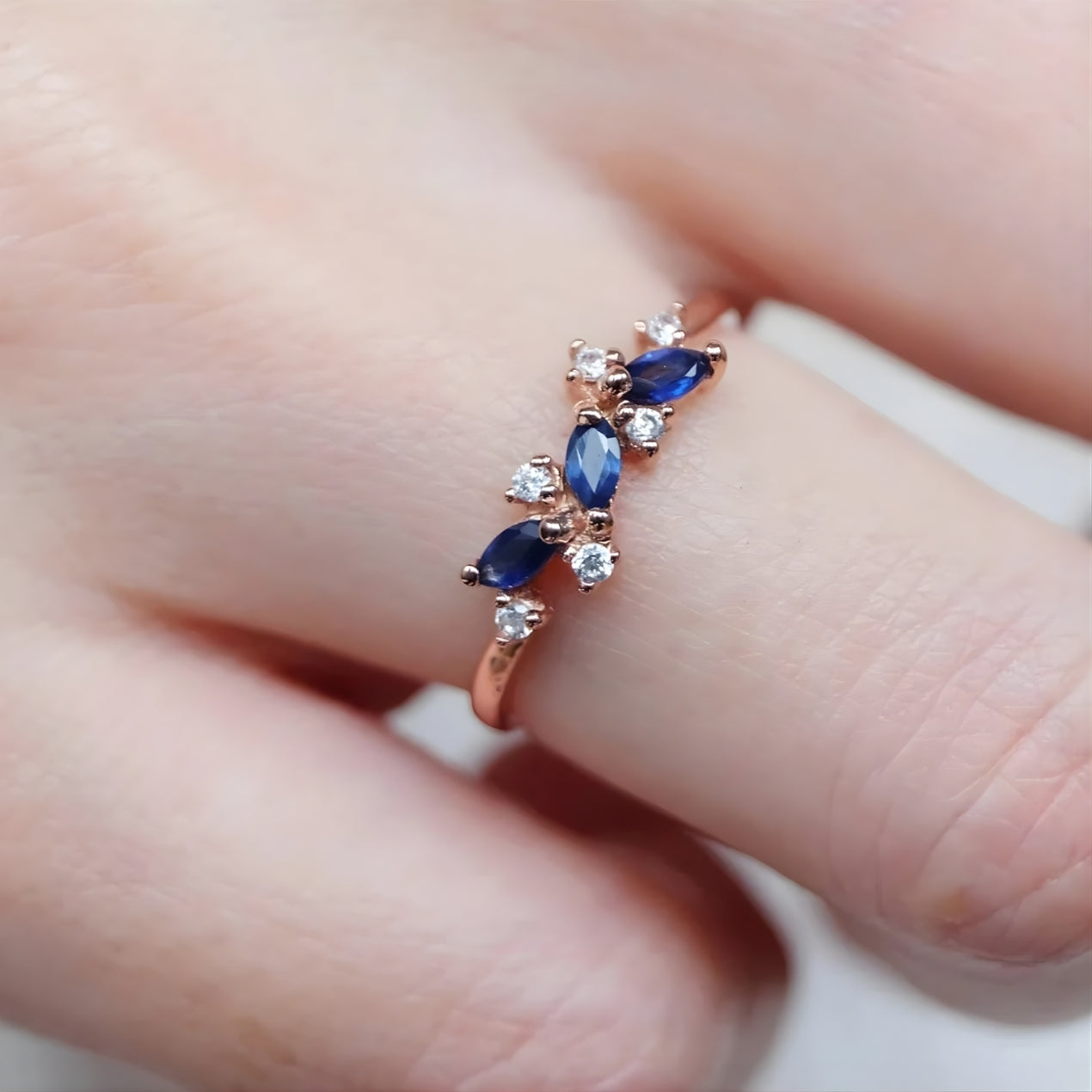 Sapphire and Diamond Blossom Ring