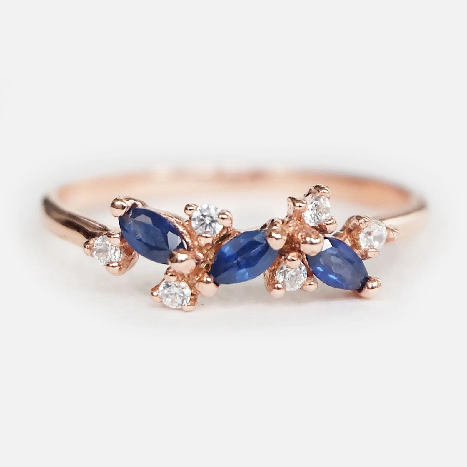 Sapphire and Diamond Blossom Ring