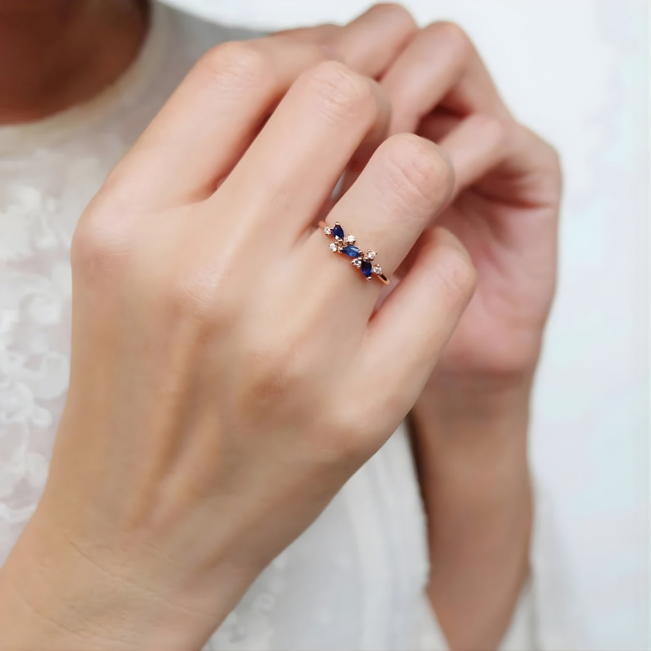 Sapphire and Diamond Blossom Ring