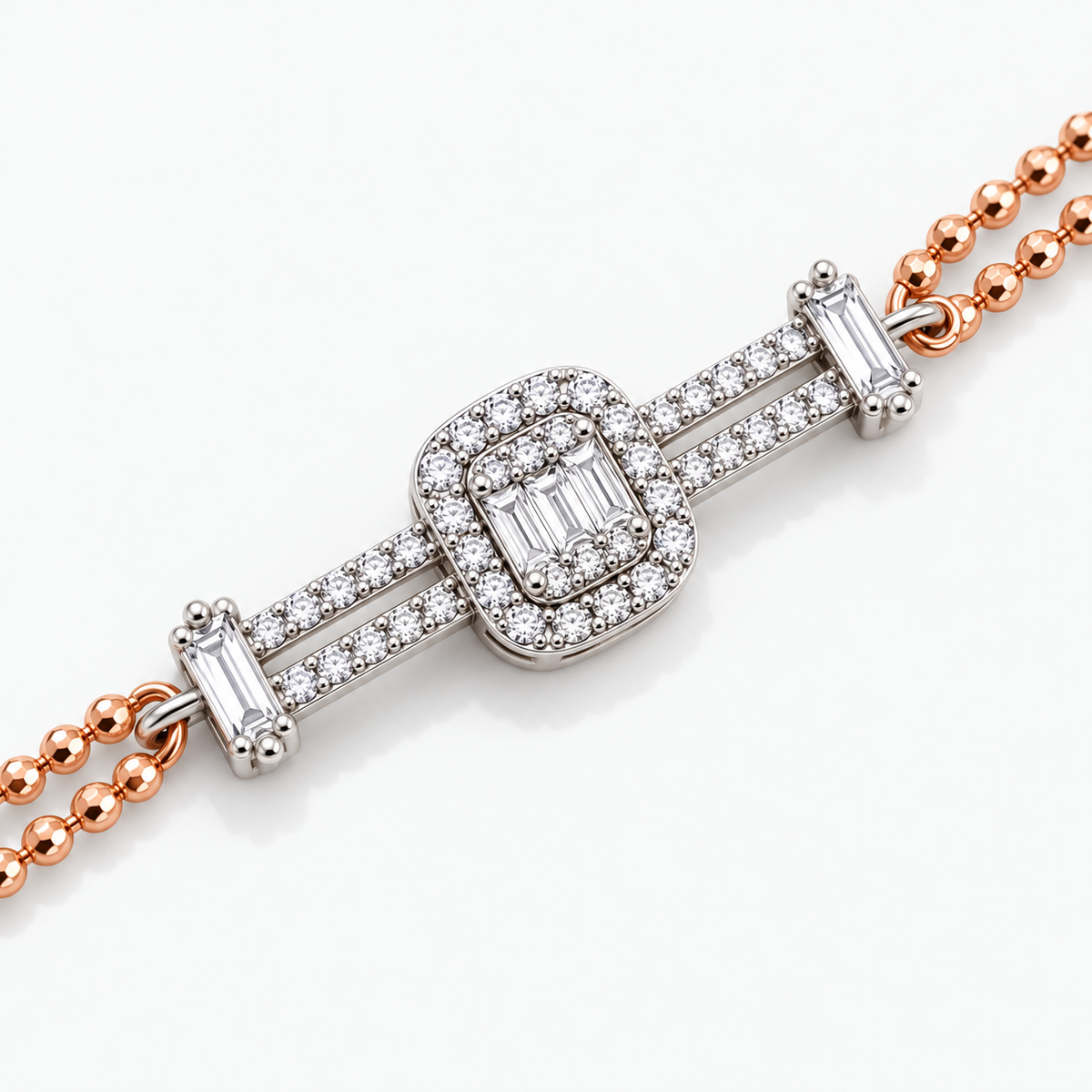 Baguette Stone Ball Chain Bracelet