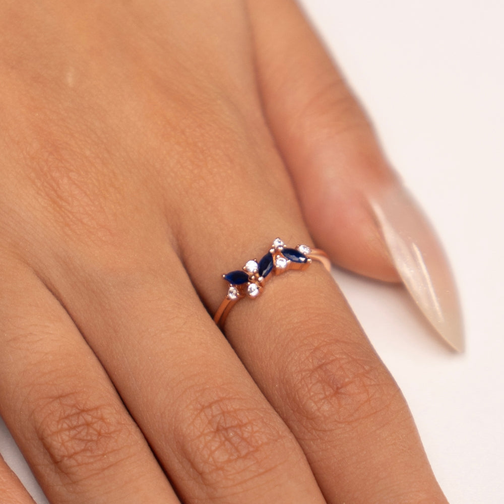 Sapphire and Diamond Blossom Ring