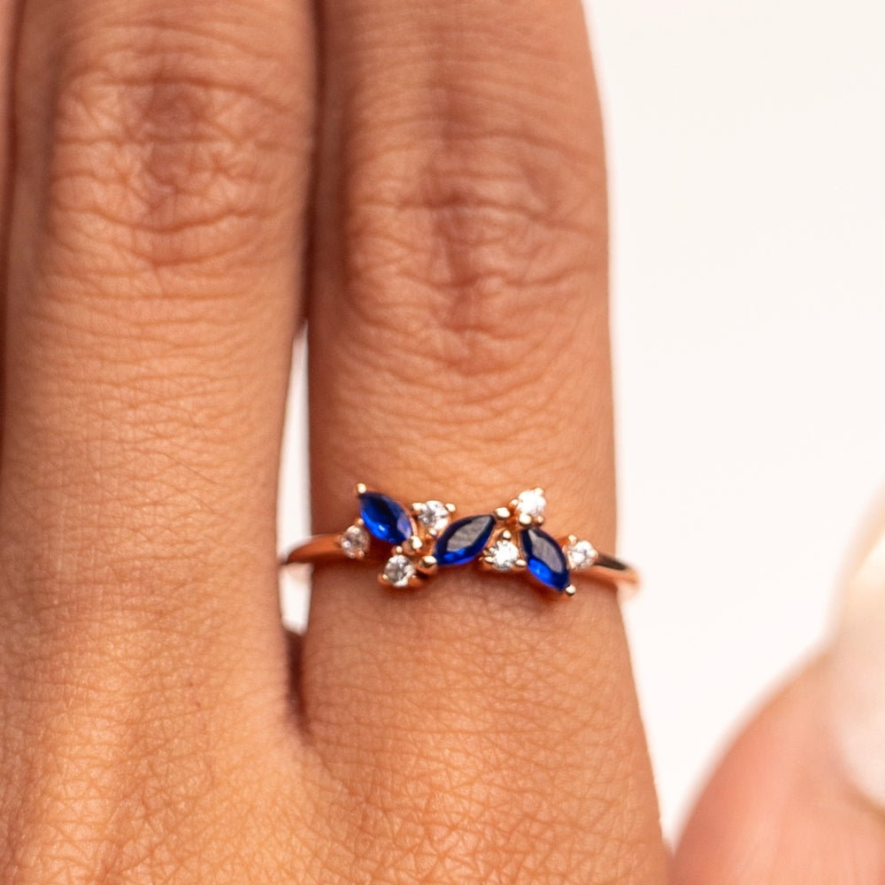 Sapphire and Diamond Blossom Ring