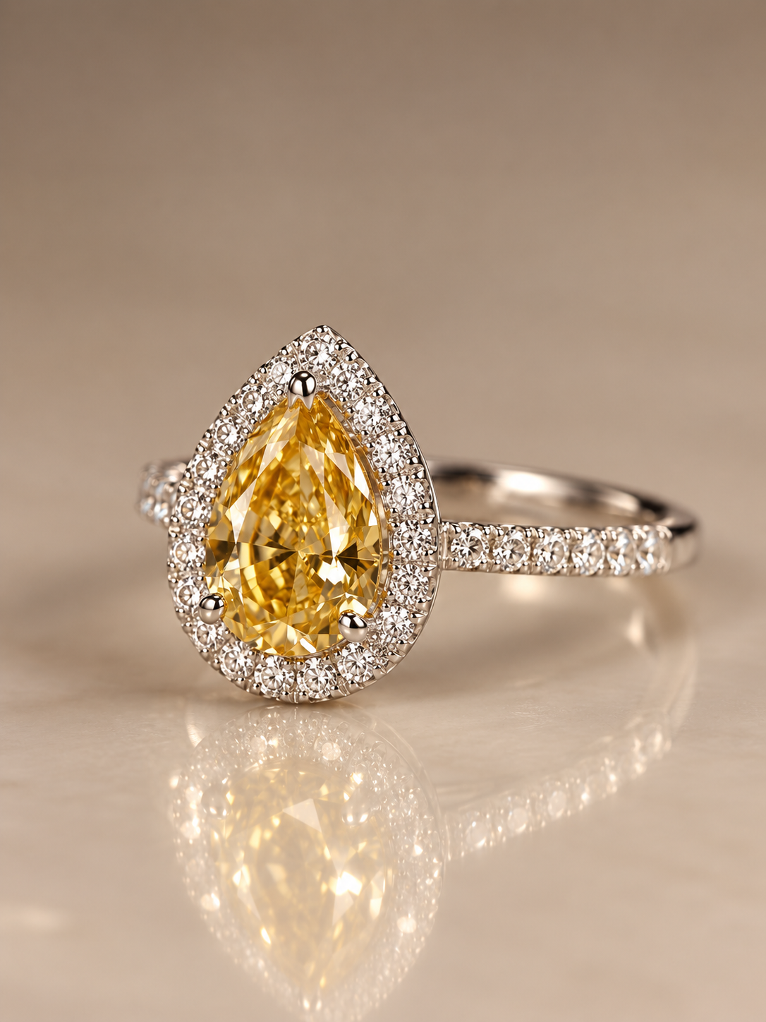 Canary Glow Pear Ring