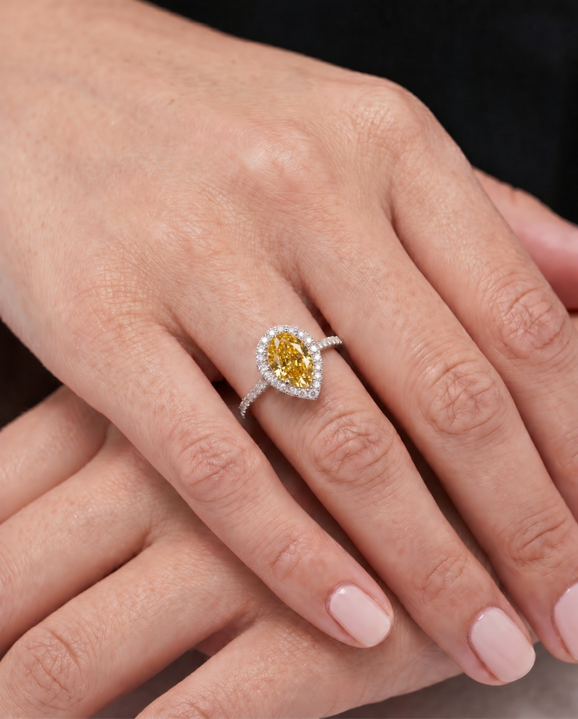 Canary Glow Pear Ring