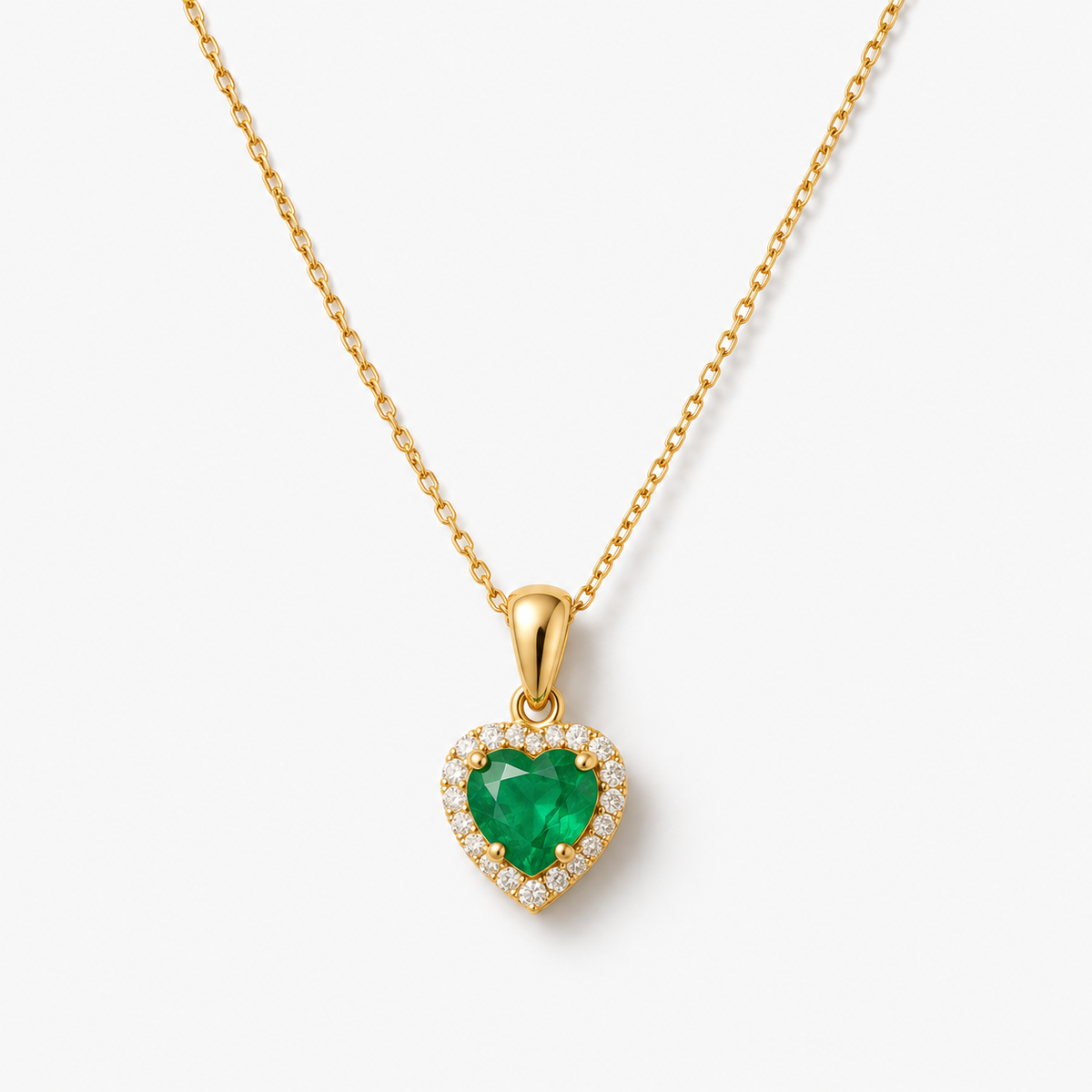 Emerald Glow Heart Necklace