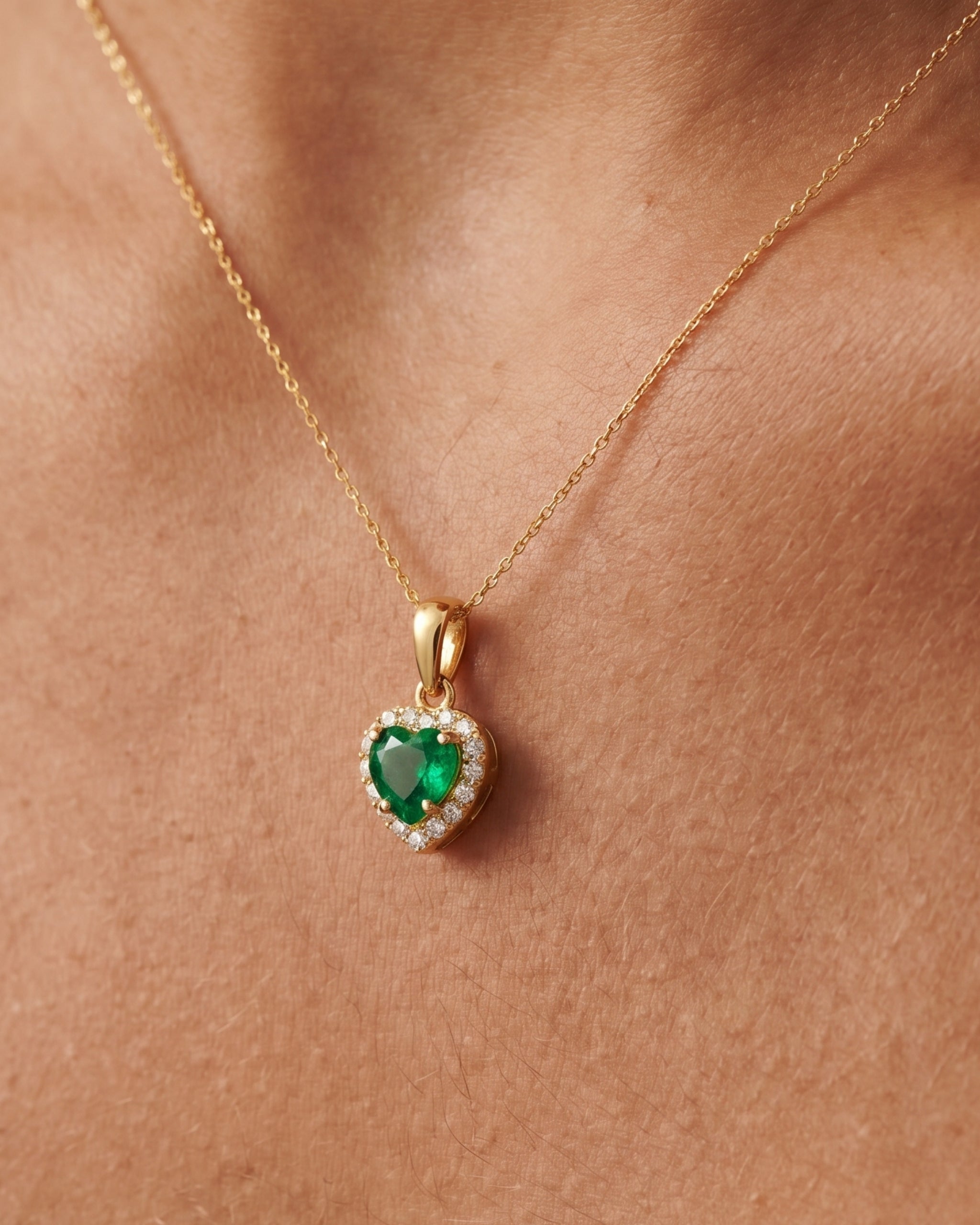 Emerald Glow Heart Necklace