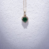 Emerald & Zircon Stone Heart Necklace