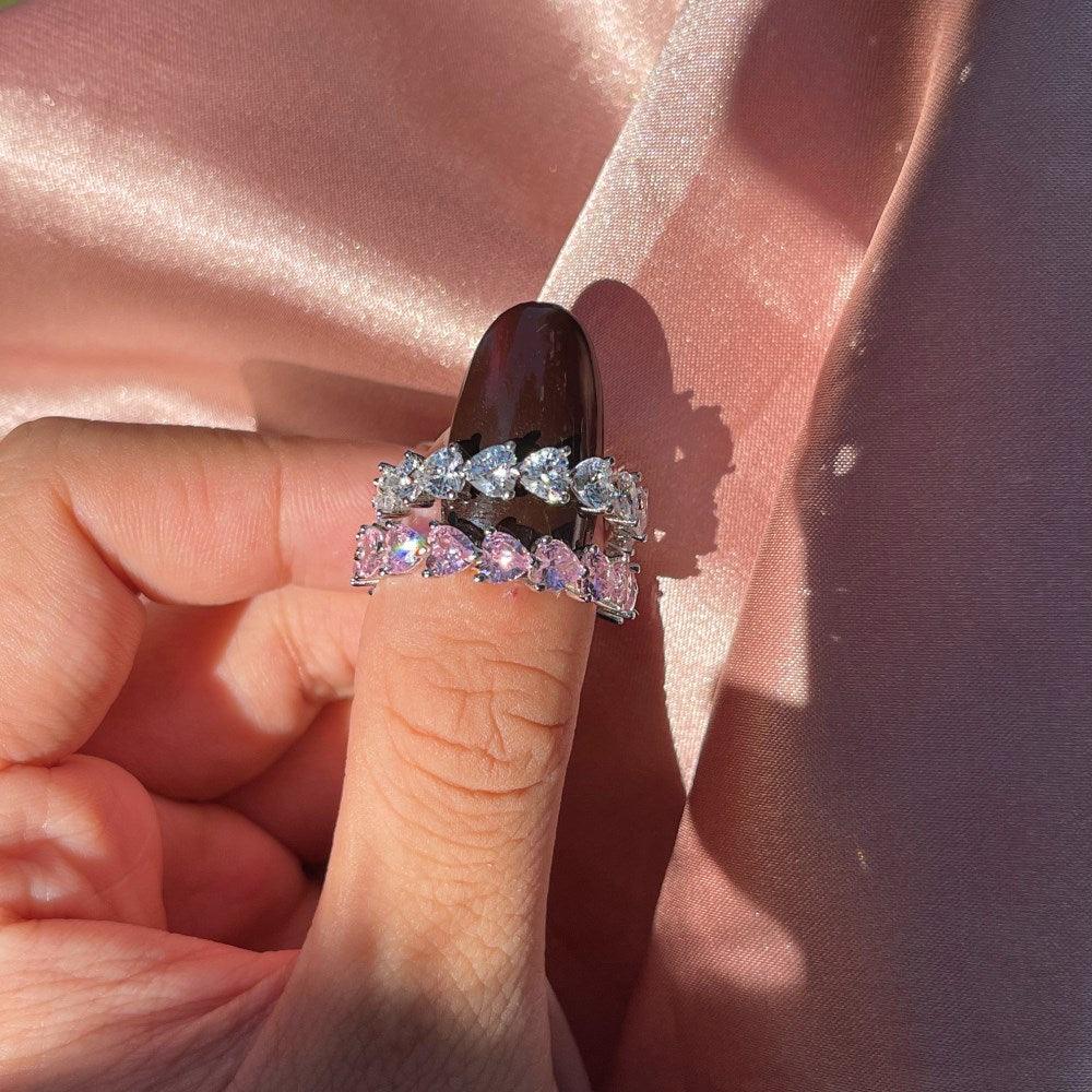 Heart-Shaped White Zircon Ring