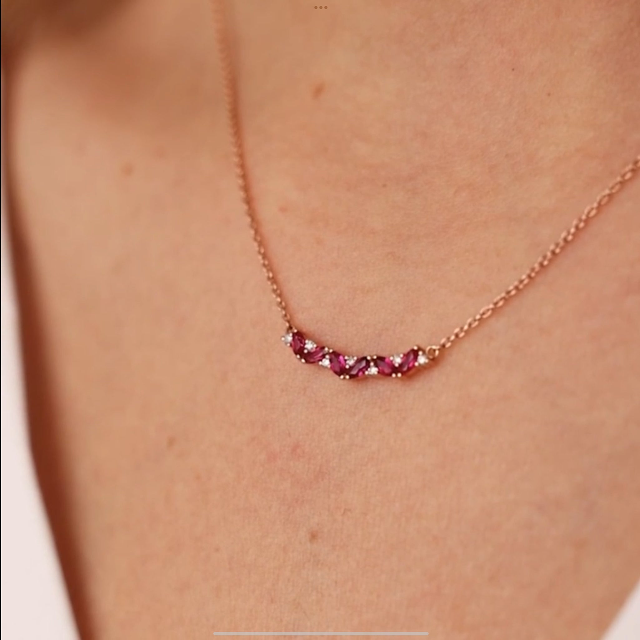 Ruby and Round Diamond Necklace