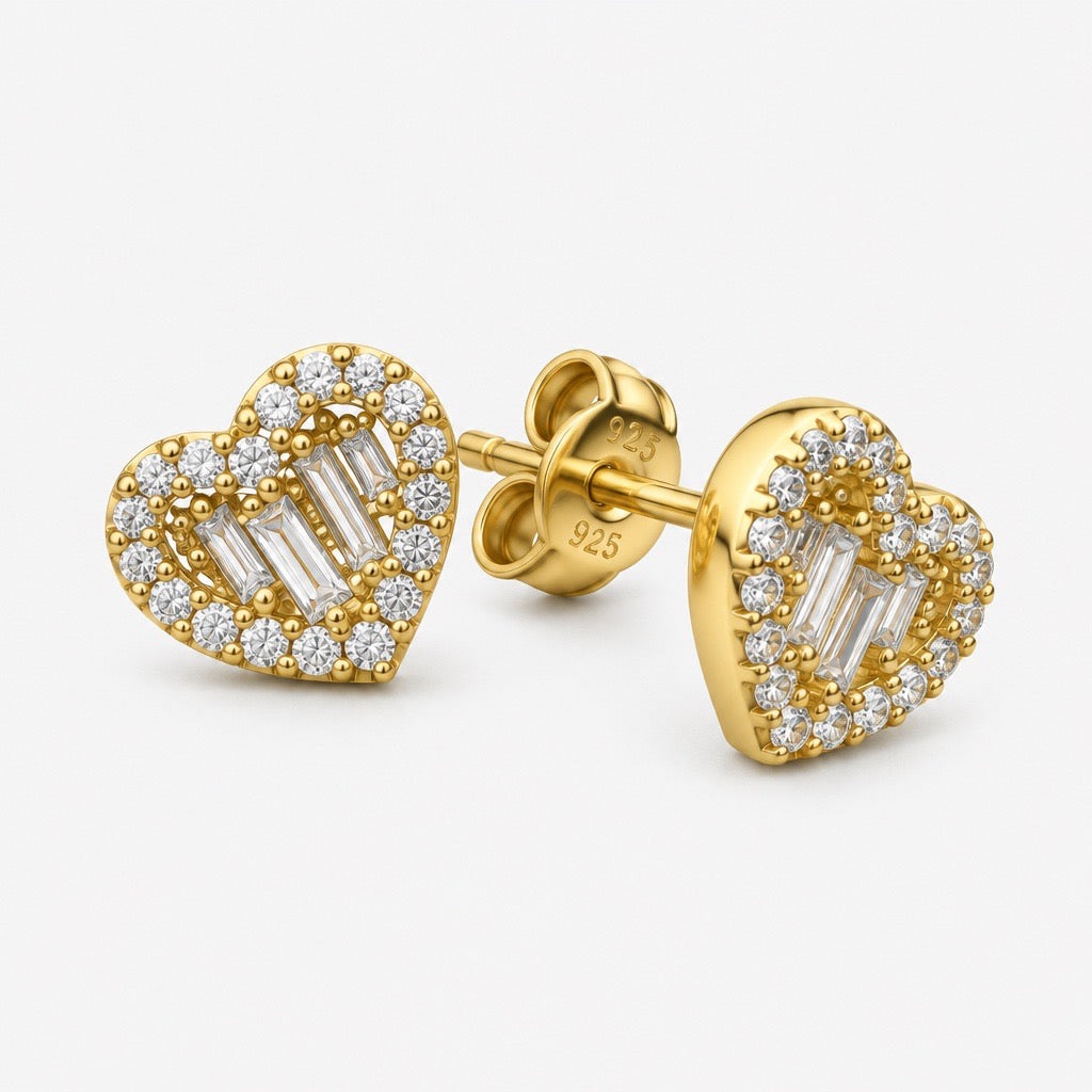 Heart Baguette Earrings