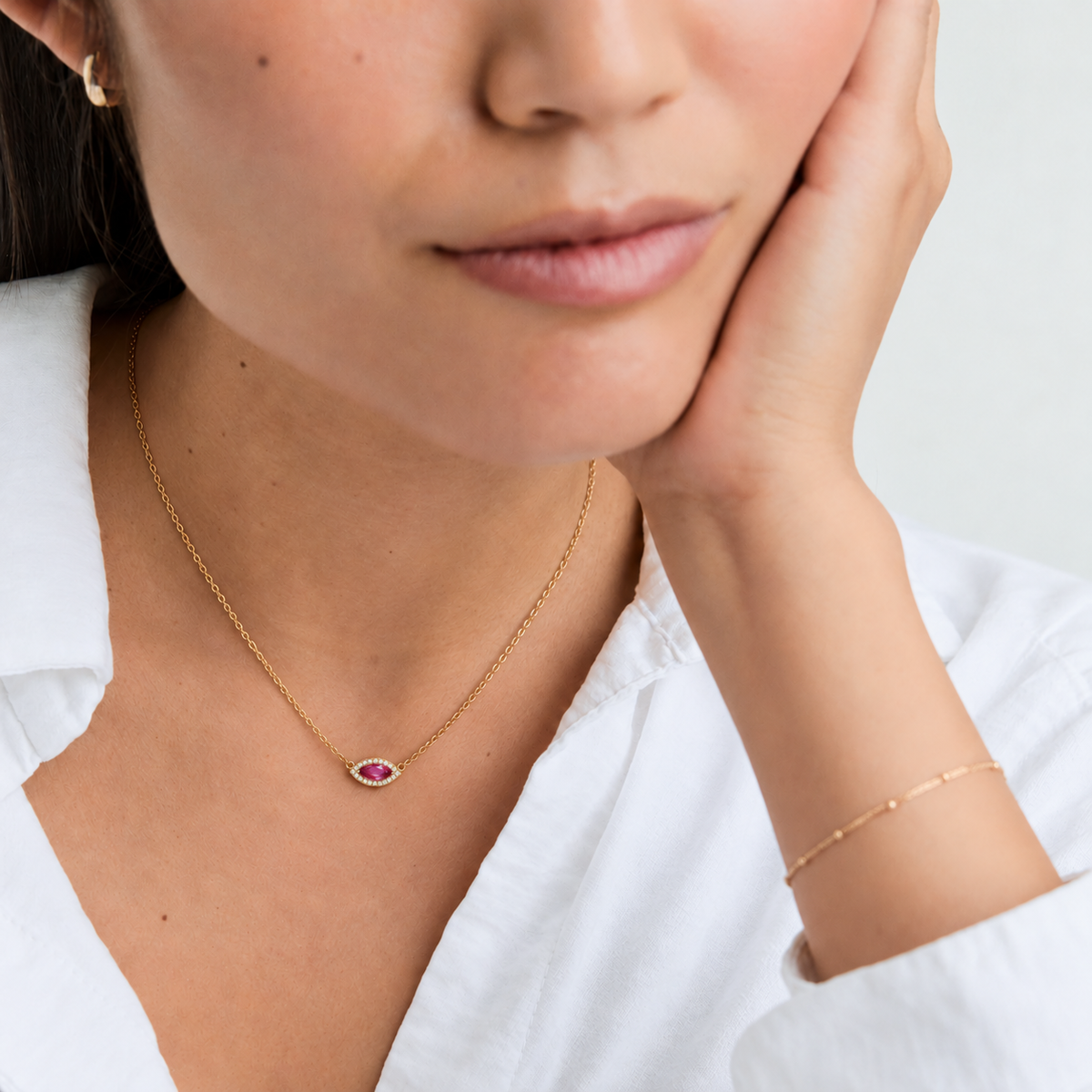 Marquise Cut Ruby Necklace