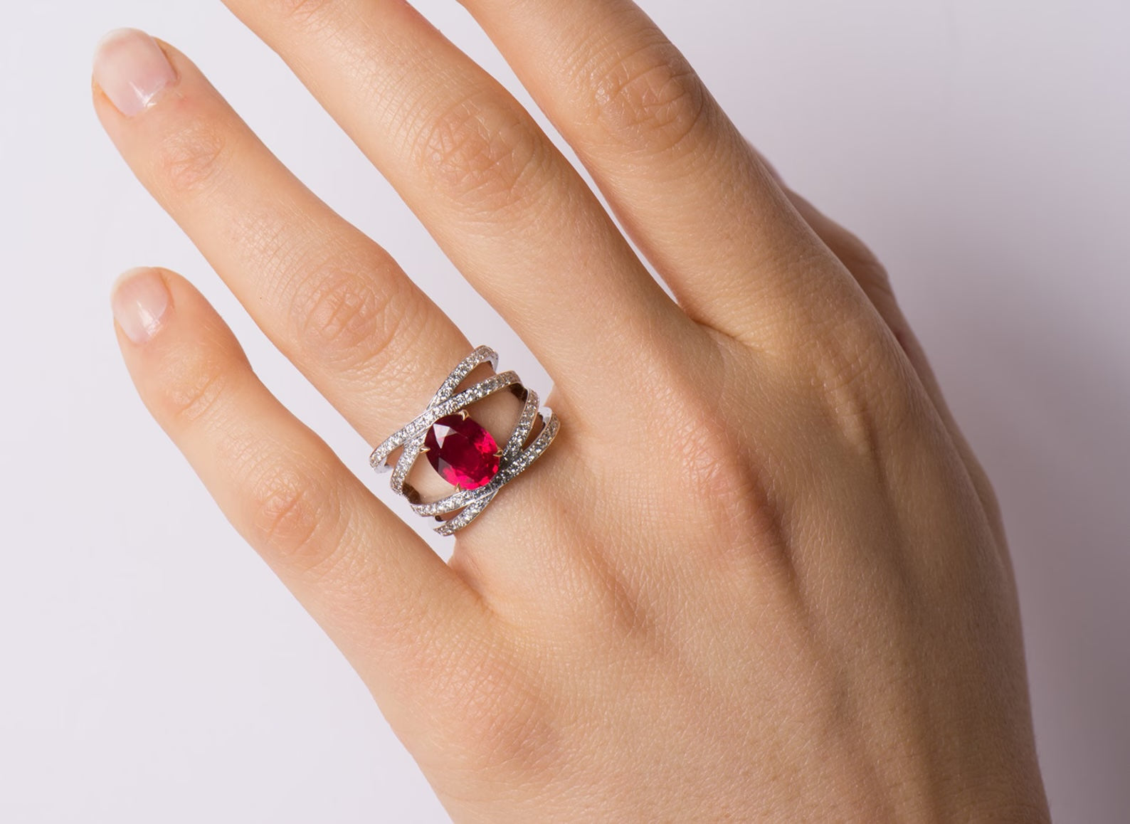 Royal Bloom Oval Ruby Ring