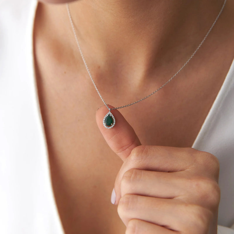 Pear Emerald Necklace