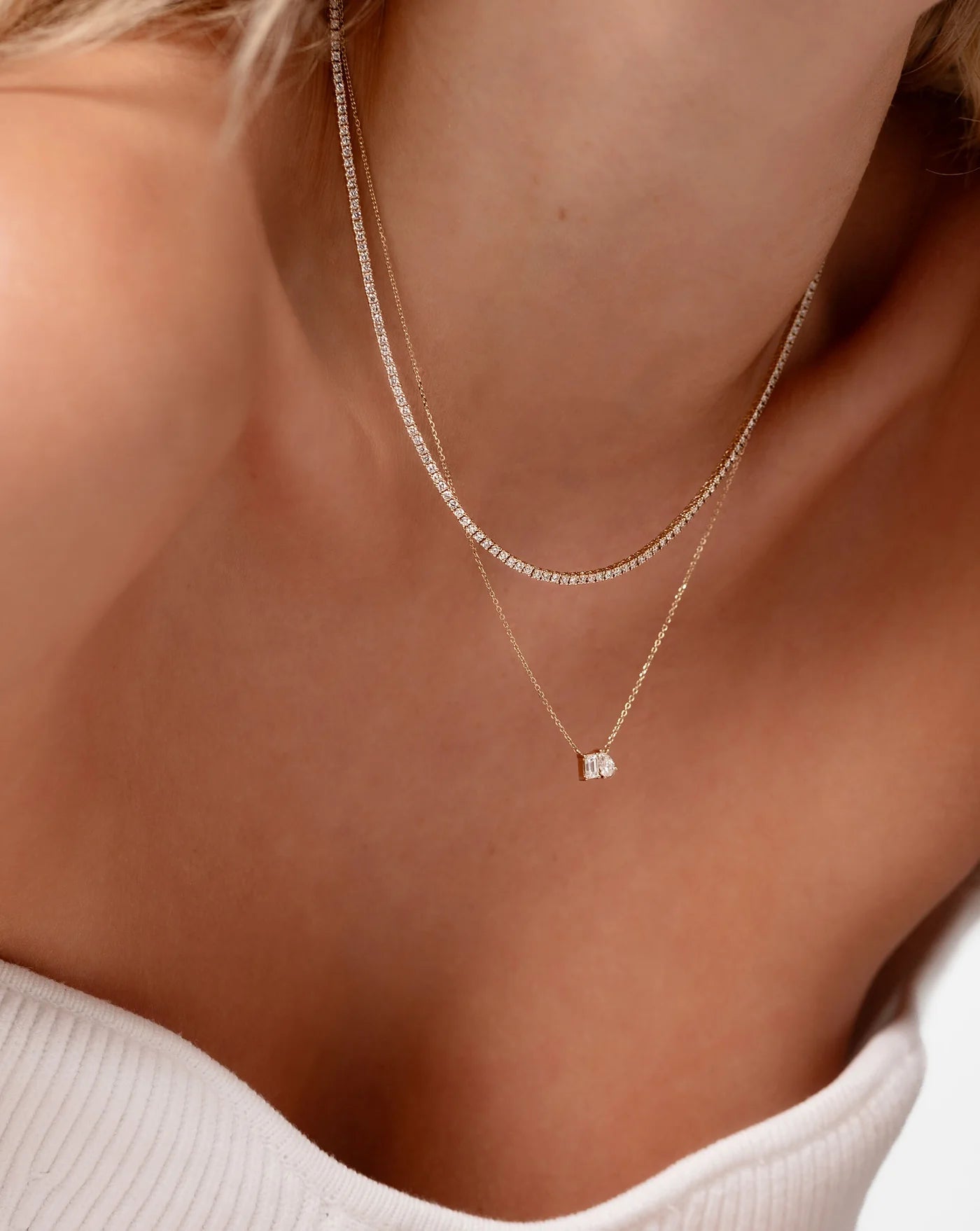 Pear & Emerald Cut Necklace