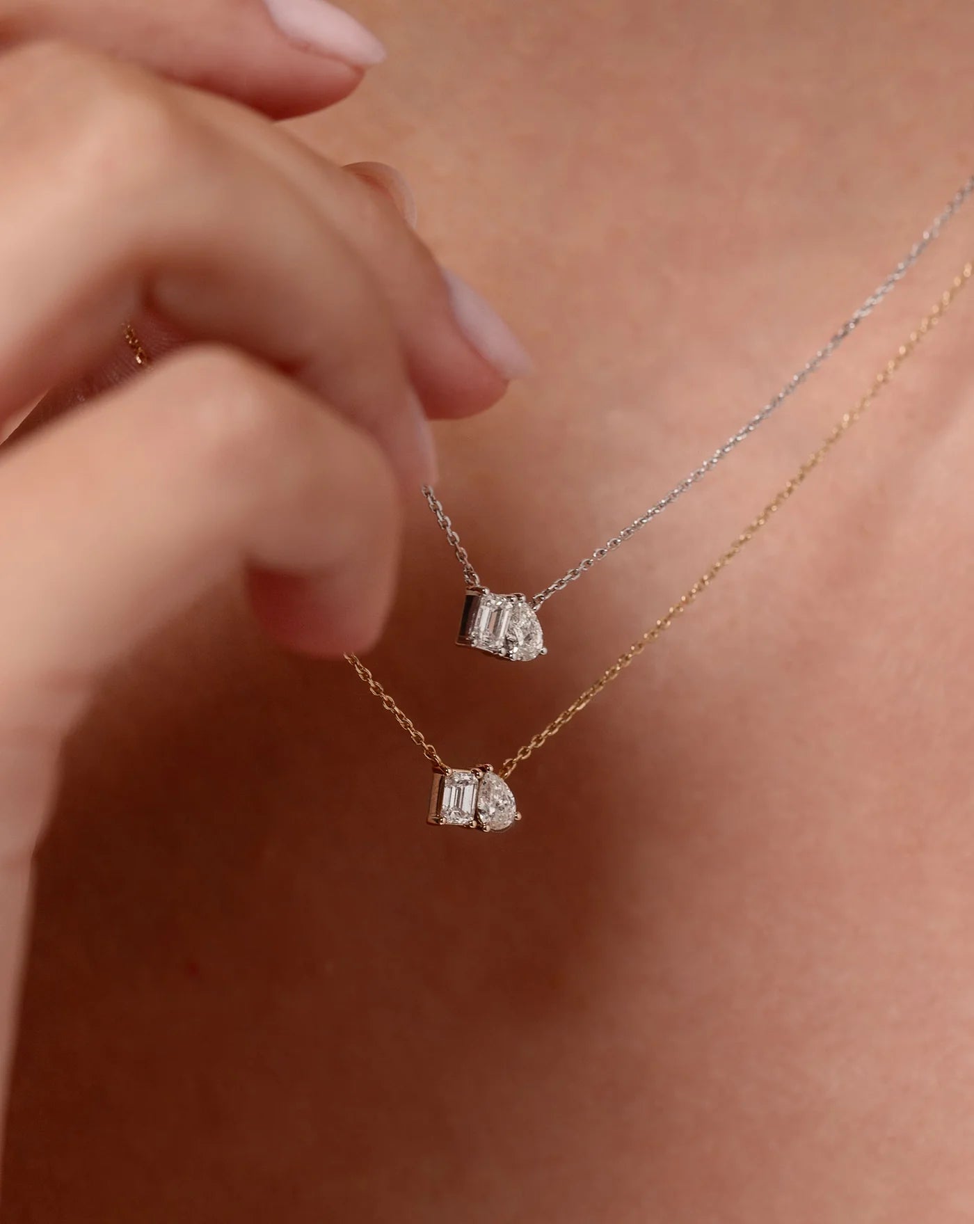 Pear & Emerald Cut Necklace