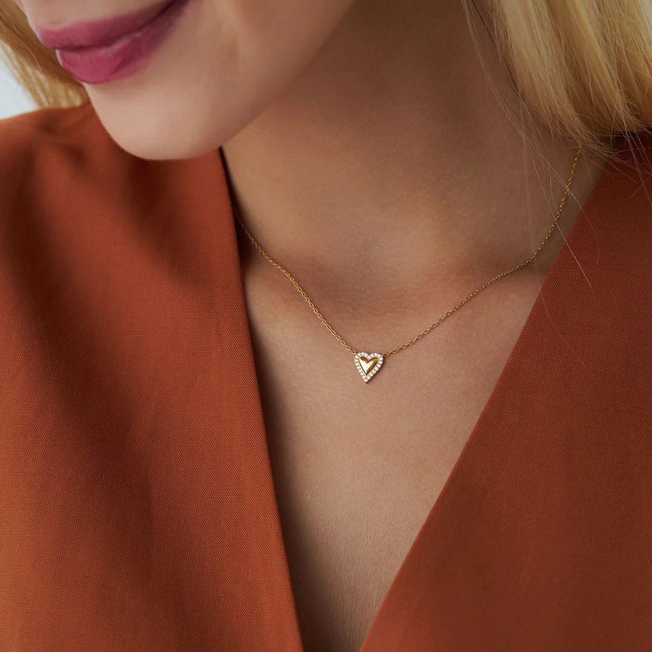 Puffed Heart Love Necklace