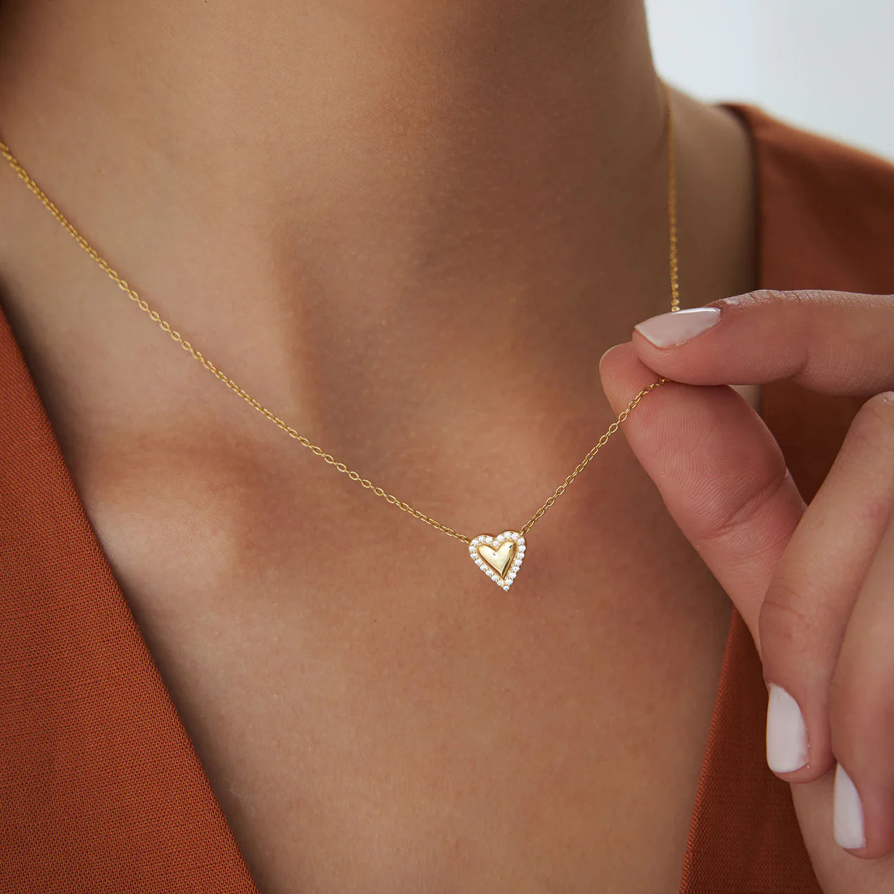 Puffed Heart Love Necklace