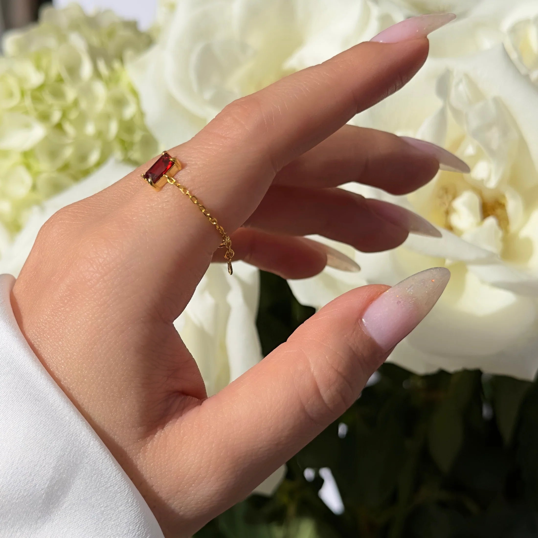 Red Garnet Self-Love Chain Ring