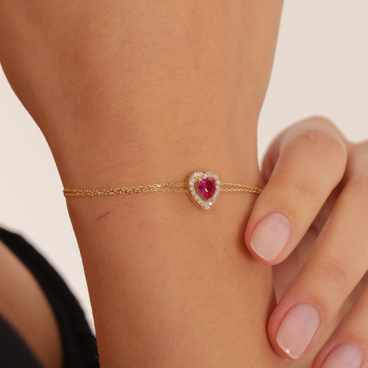 Ruby Heart Bracelet