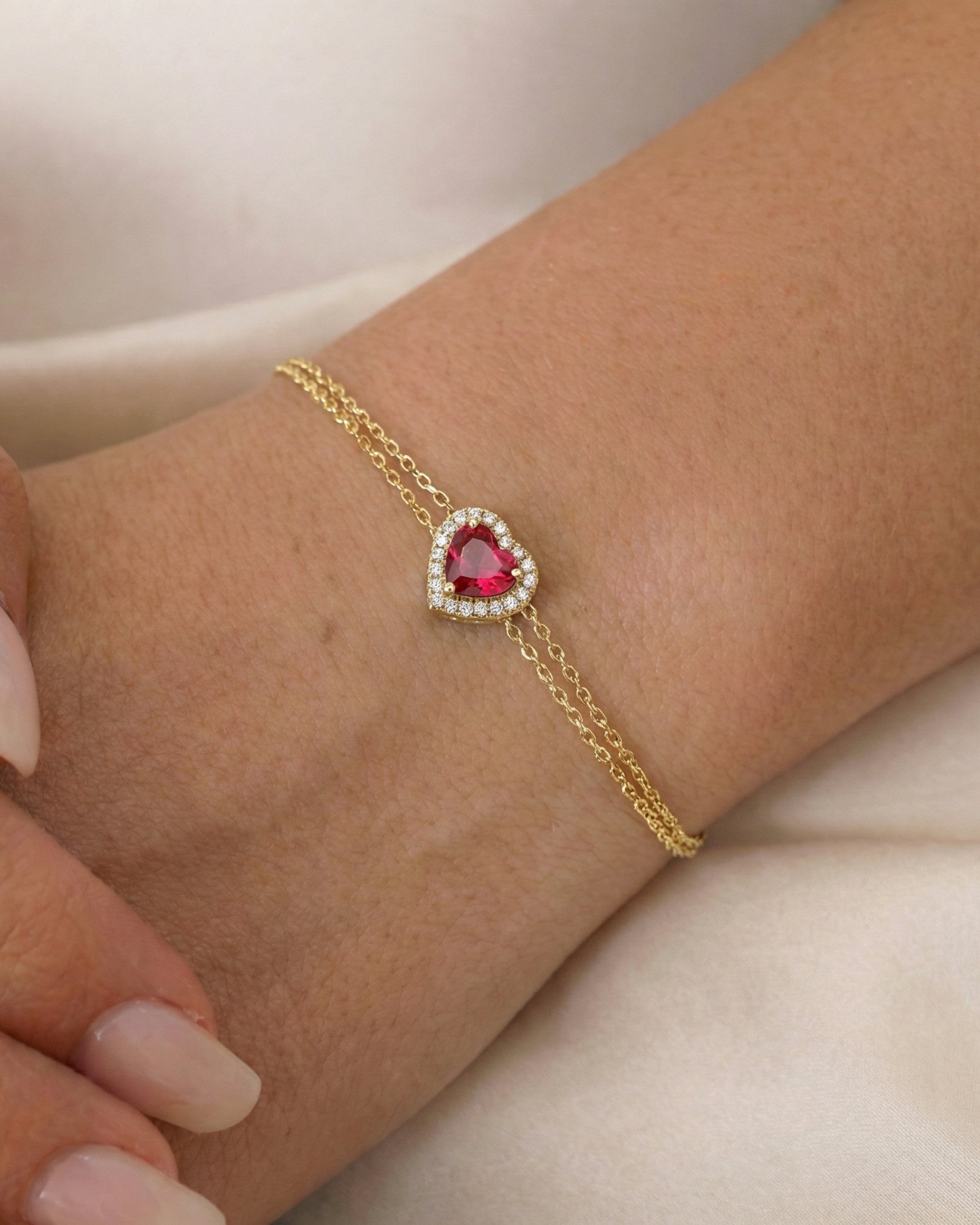 Ruby Heart Bracelet
