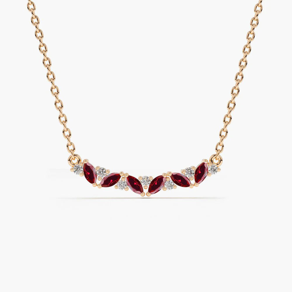 Ruby and Round Diamond Necklace