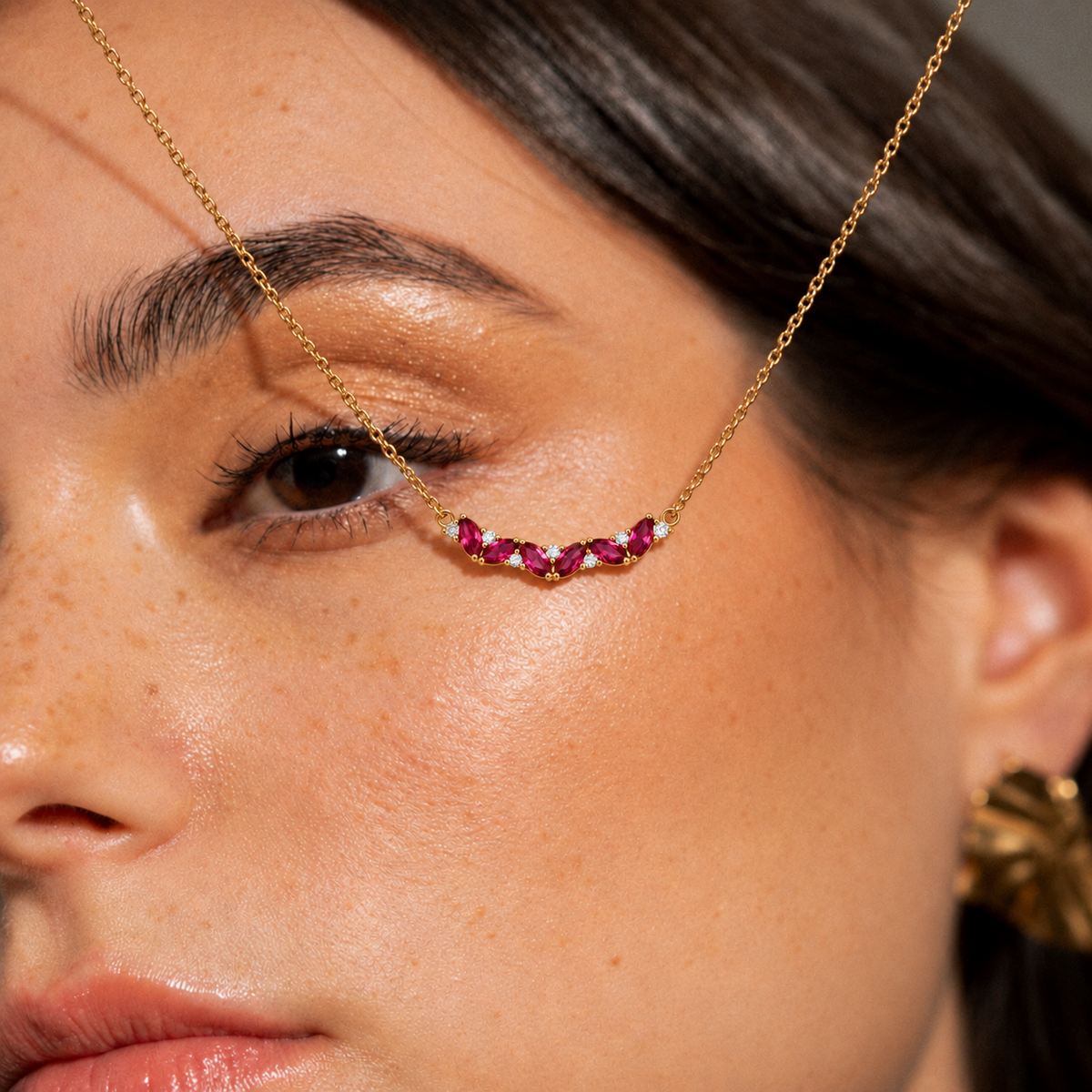 Ruby and Round Diamond Necklace