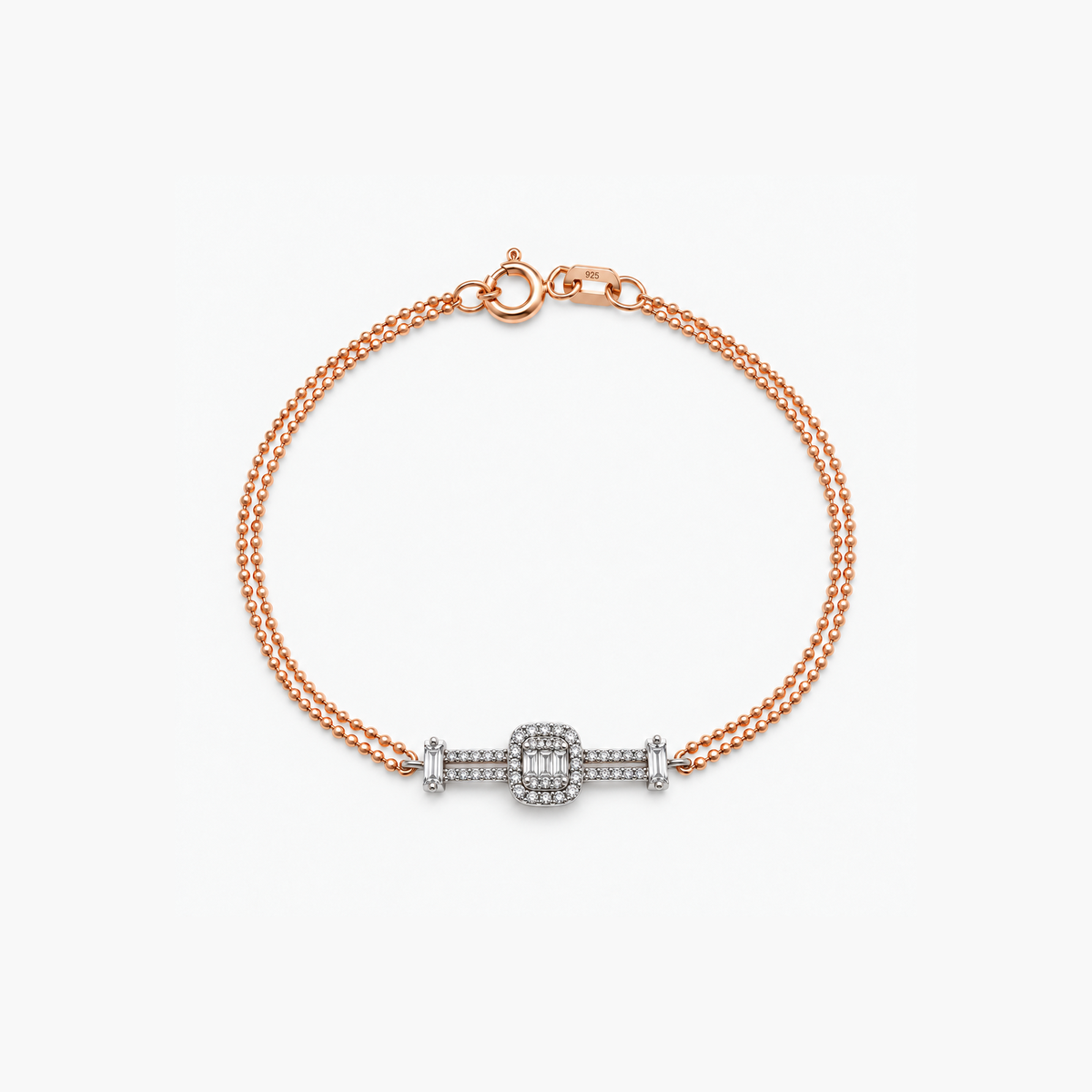 Baguette Stone Ball Chain Bracelet