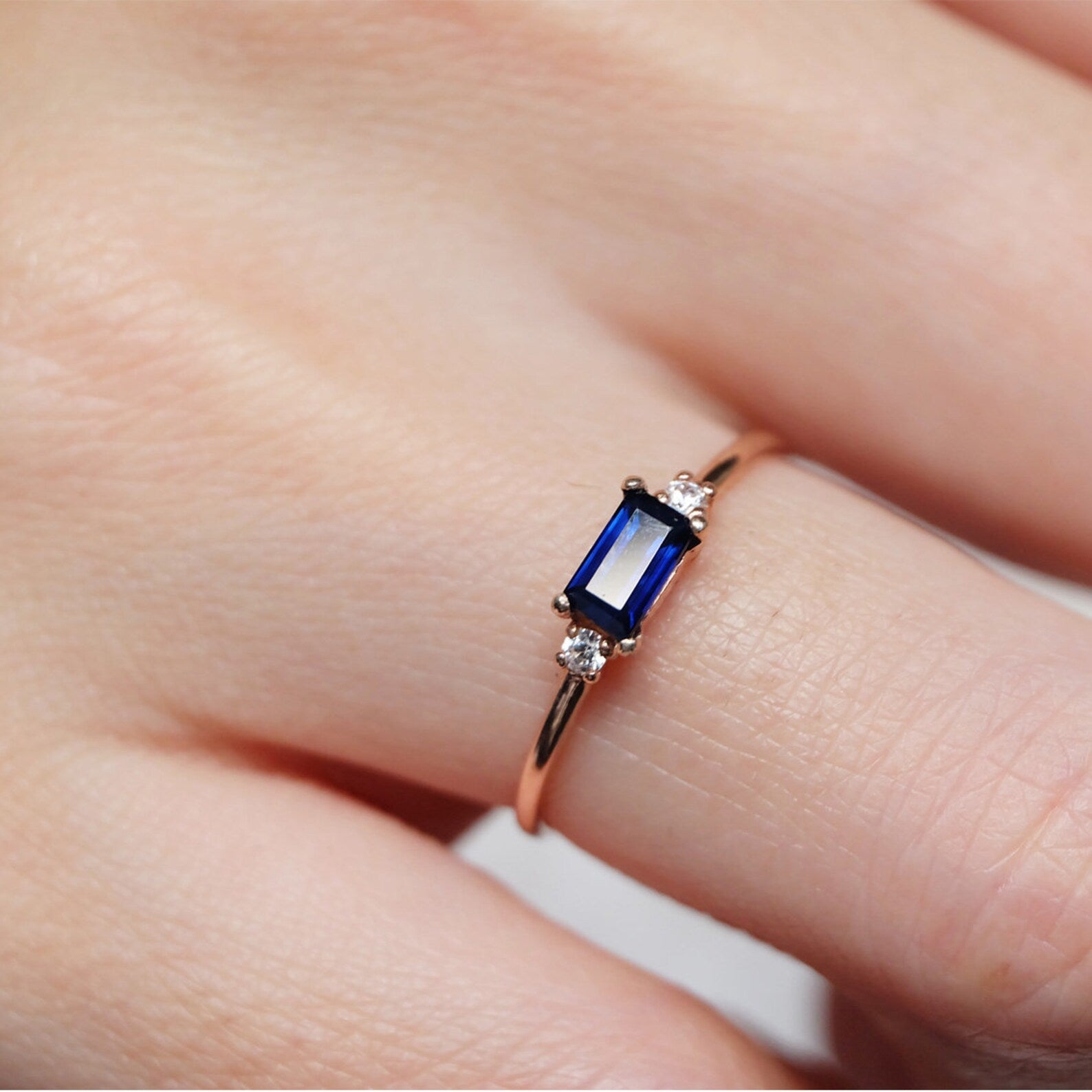 Blue Essence Baguette Ring